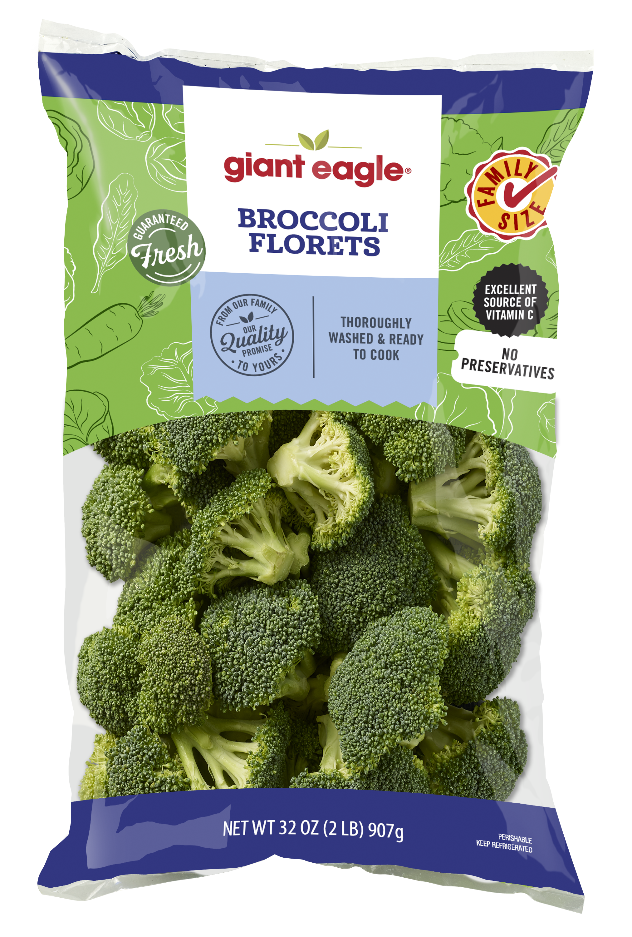 Giant Eagle Broccoli Florets, 32oz, Family Size | Giant Eagle