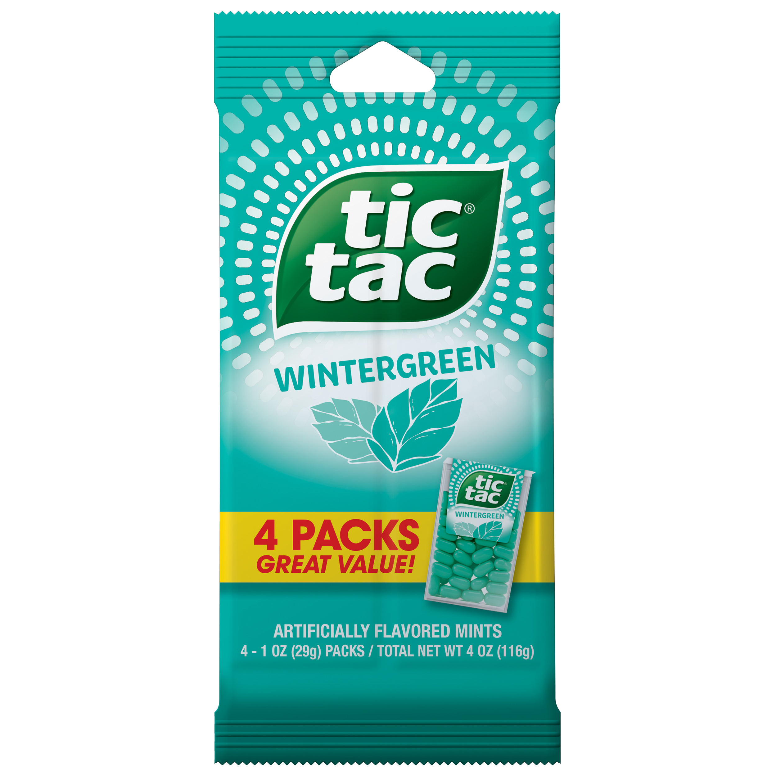 Tic Tac Wintergreen Breath Mints, 4 Count, On-The-Go Refreshment
