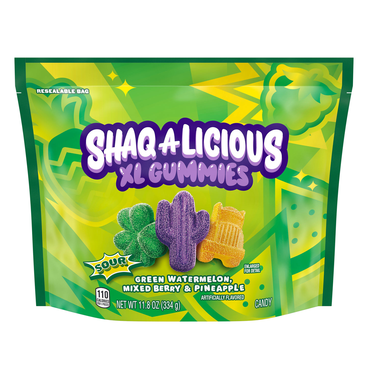 SHAQ-A-LICIOUS XL GUMMIES Assorted Flavored Sour Chewy, Candy Bag