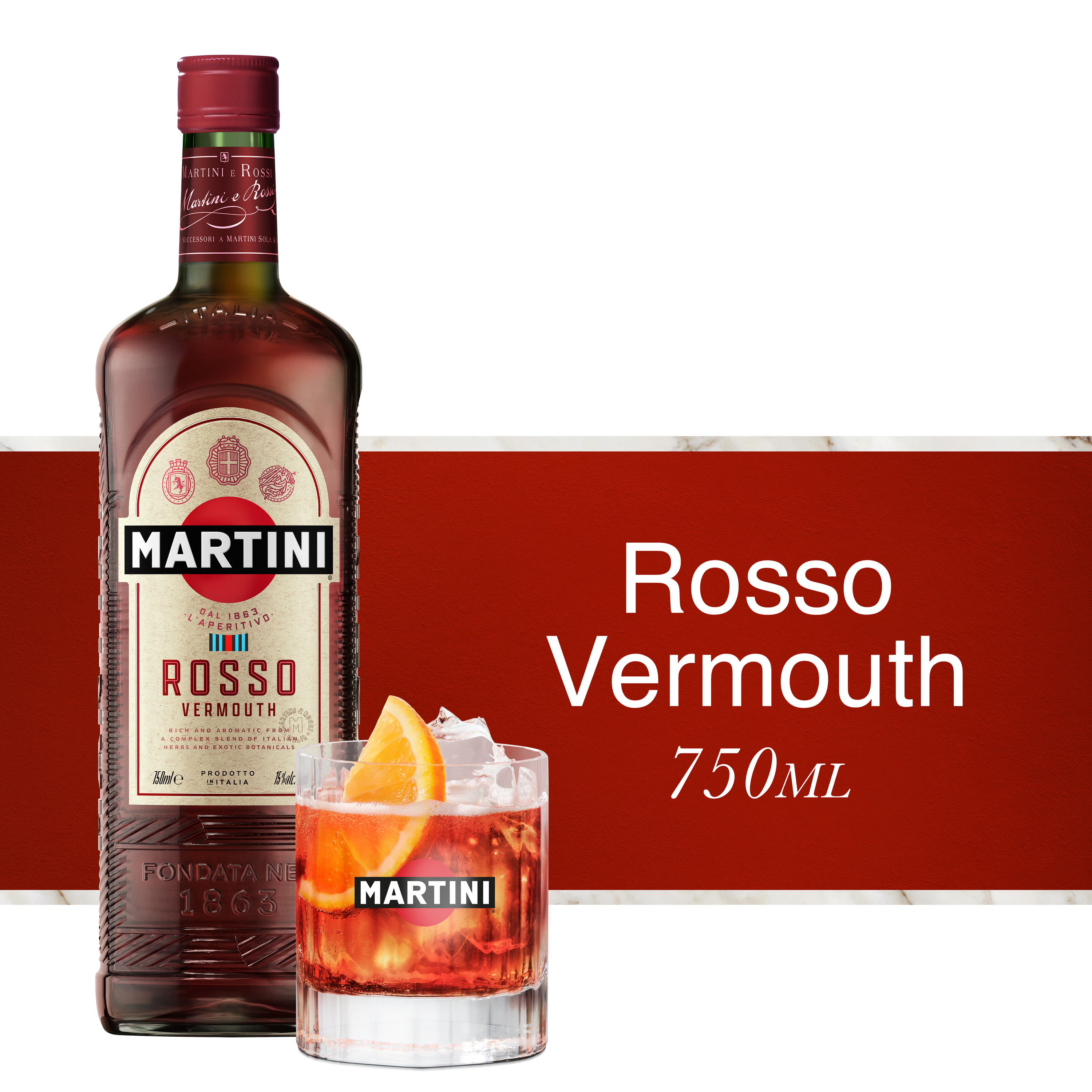 Martini & Rossi Rosso Vermouth Cocktail Mixer 15% 75Cl/750Ml