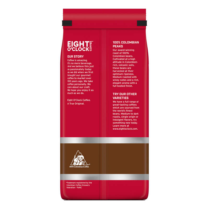 Eight O'Clock Coffee Medium Roast Whole Bean 100% Colombian Peaks
