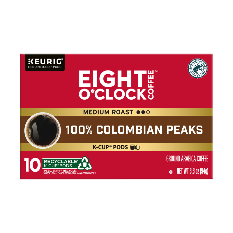 Eight O'Clock 100% Colombian Peaks Medium Roast Coffee 10 Count K