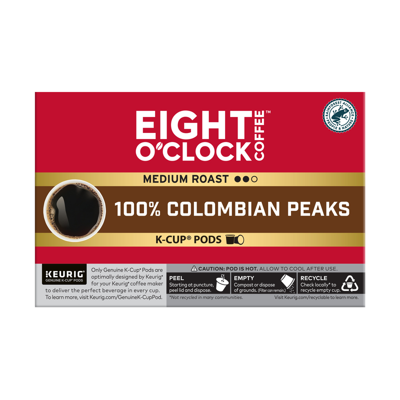 Eight O'Clock 100% Colombian Peaks Medium Roast Coffee 10 Count K