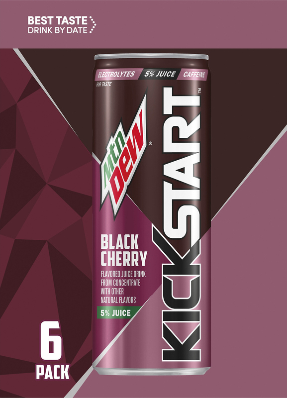 Mtn Dew Kickstart Juice Drink Black Cherry 12 Fl Oz 6 Count Cans