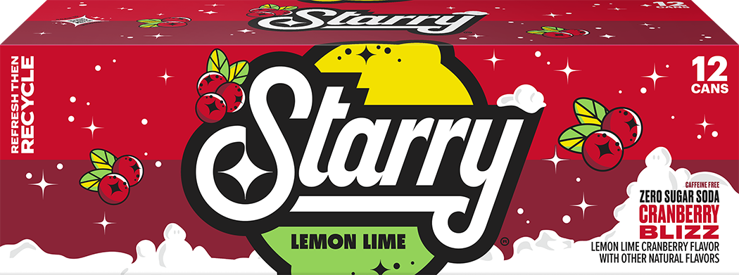 Starry Zero Sugar Soda, Cranberry Blizz, Lemon Lime Cranberry