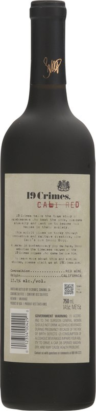 19 Crimes Snoop Dogg Cali Red California Red Wine, 750 ml Glass