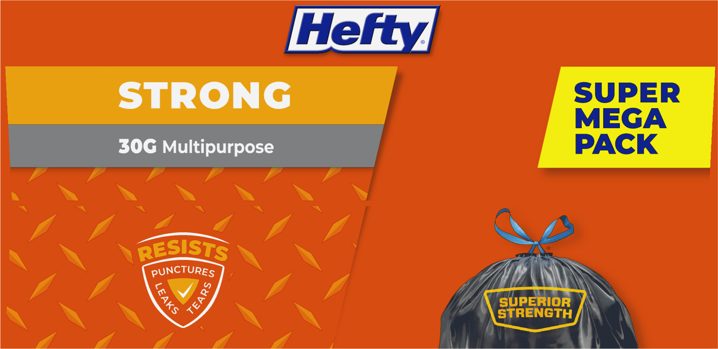 Hefty Ultra Strong Multipurpose Large Black Trash Bags - 30