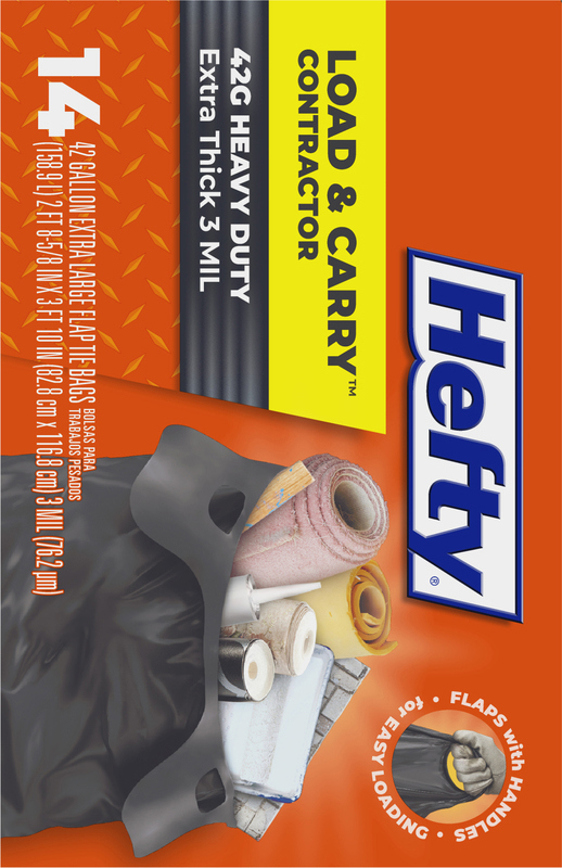Hefty Flap Tie Bags, Heavy Duty, Extra Large, Contractor, 42