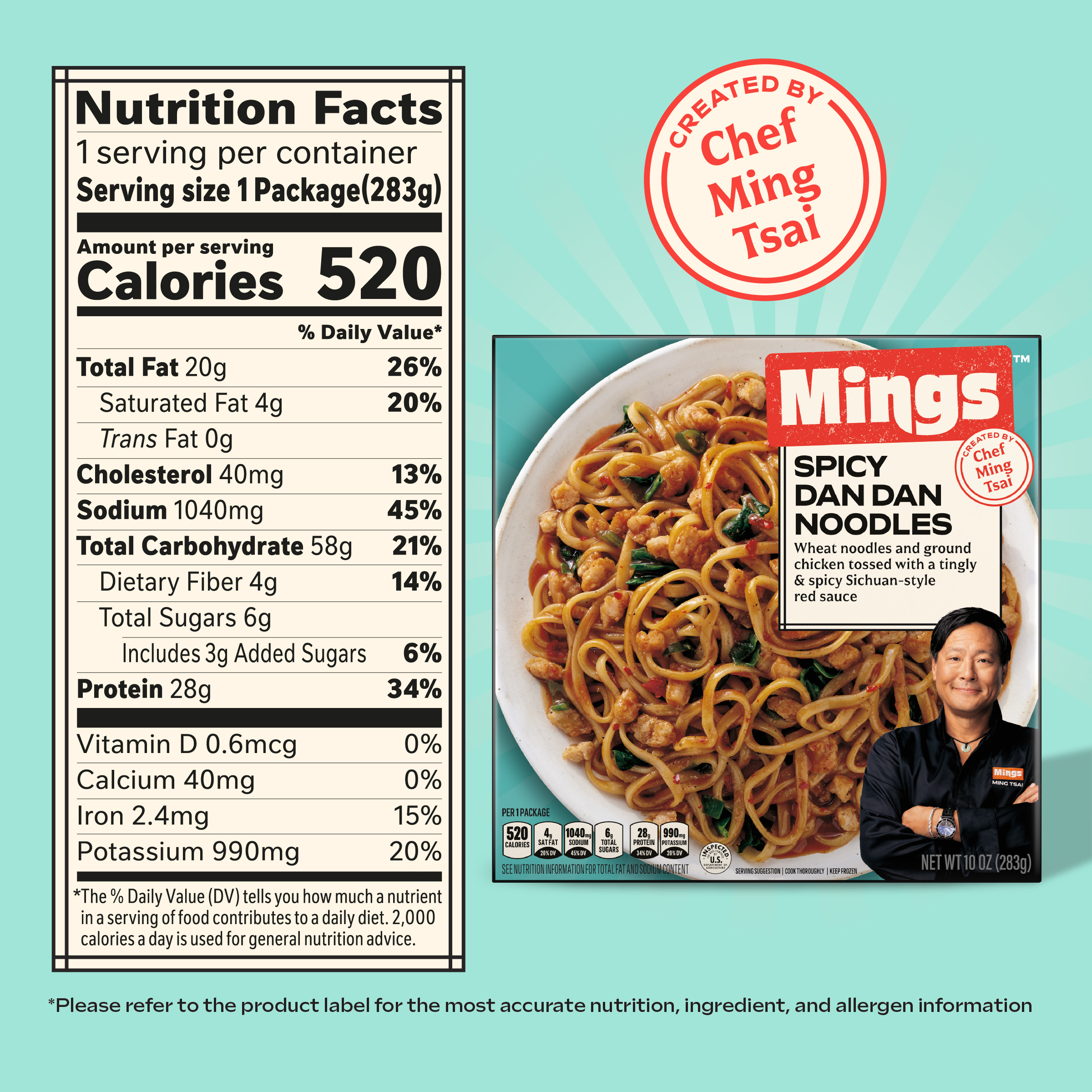 Mings Spicy Dan Dan Noodles, Frozen Chicken and Noodles, Frozen