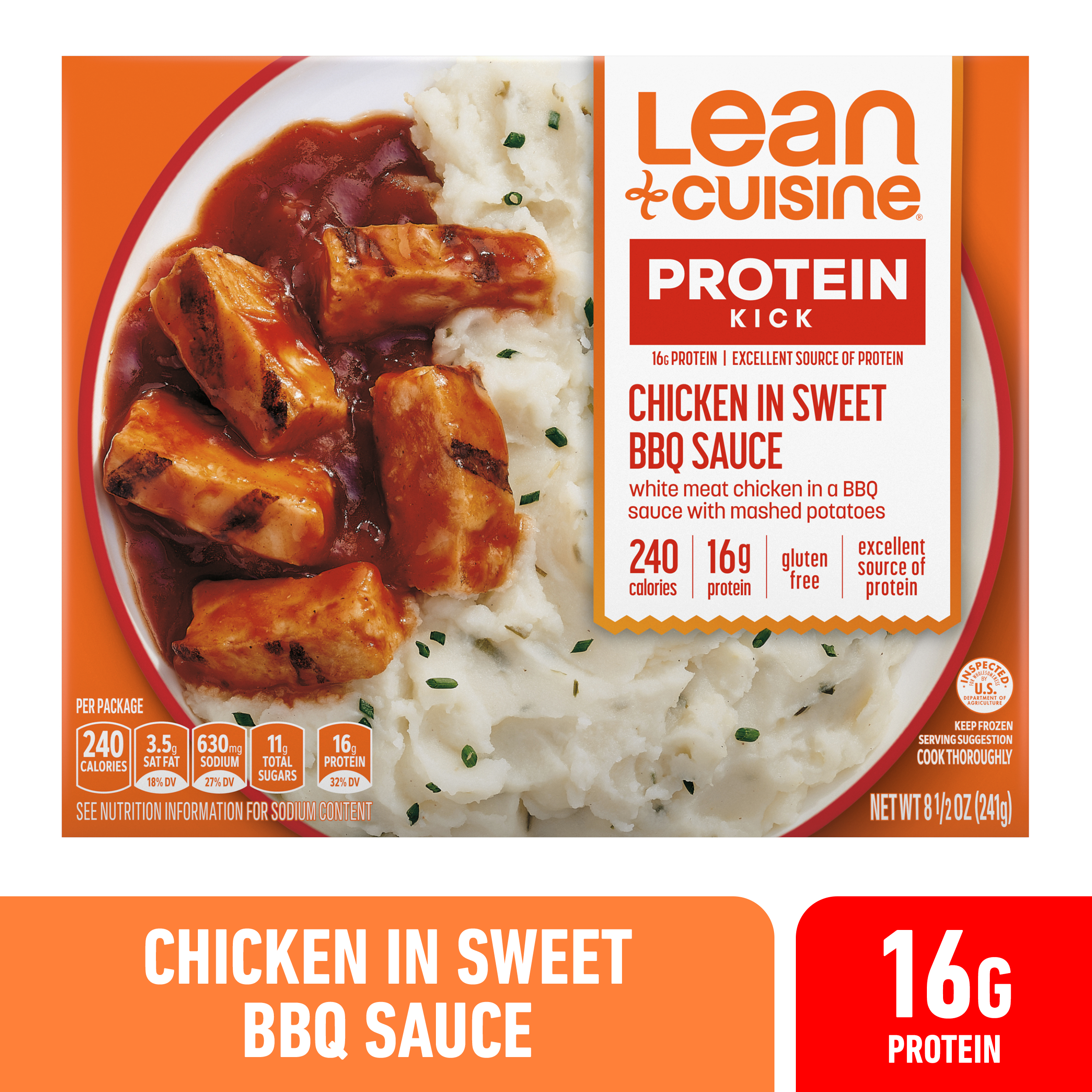 Lean Cuisine Frozen Meal Chicken in Sweet BBQ Sauce, Protein Kick