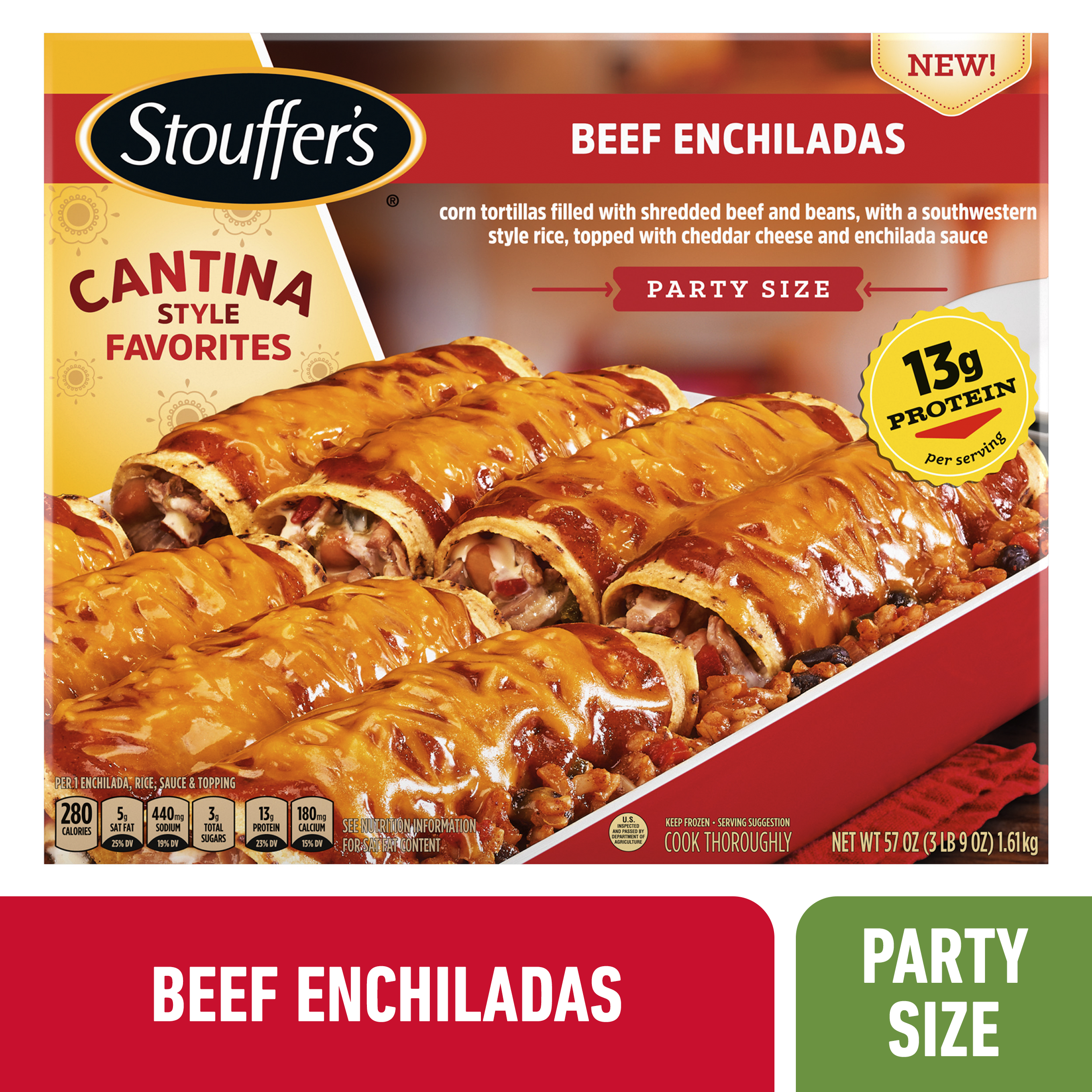 Stouffer's® Beef Enchiladas, Party Size, Frozen Enchiladas 57oz