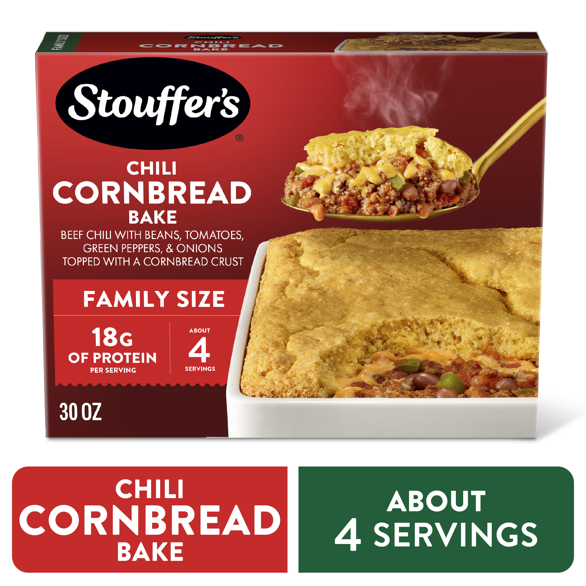 Stouffer's Chili Cornbread Bake, Family Size, Frozen Entree, Easy