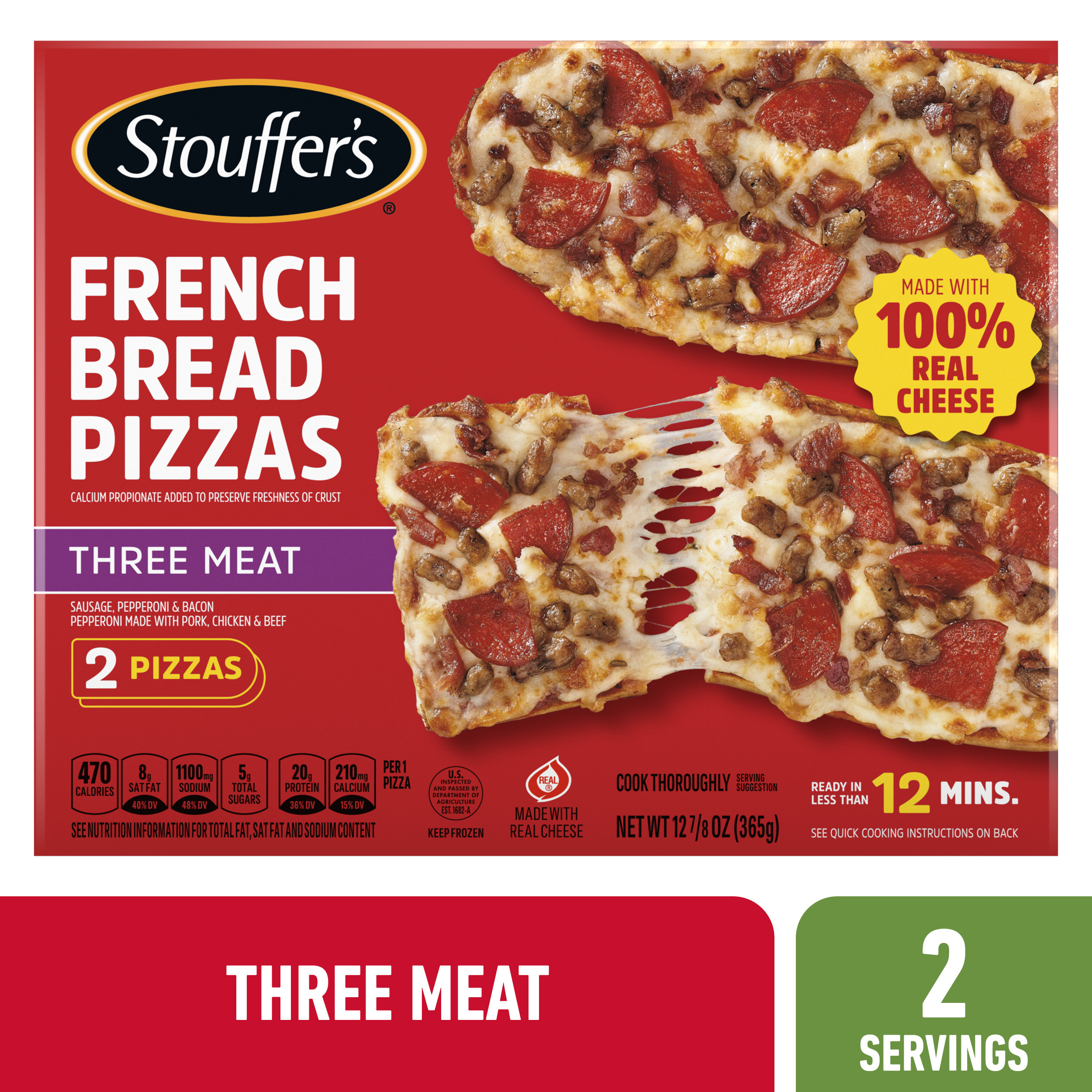 STOUFFER'S French Bread Three Meat Frozen Pizza 12.875oz Box