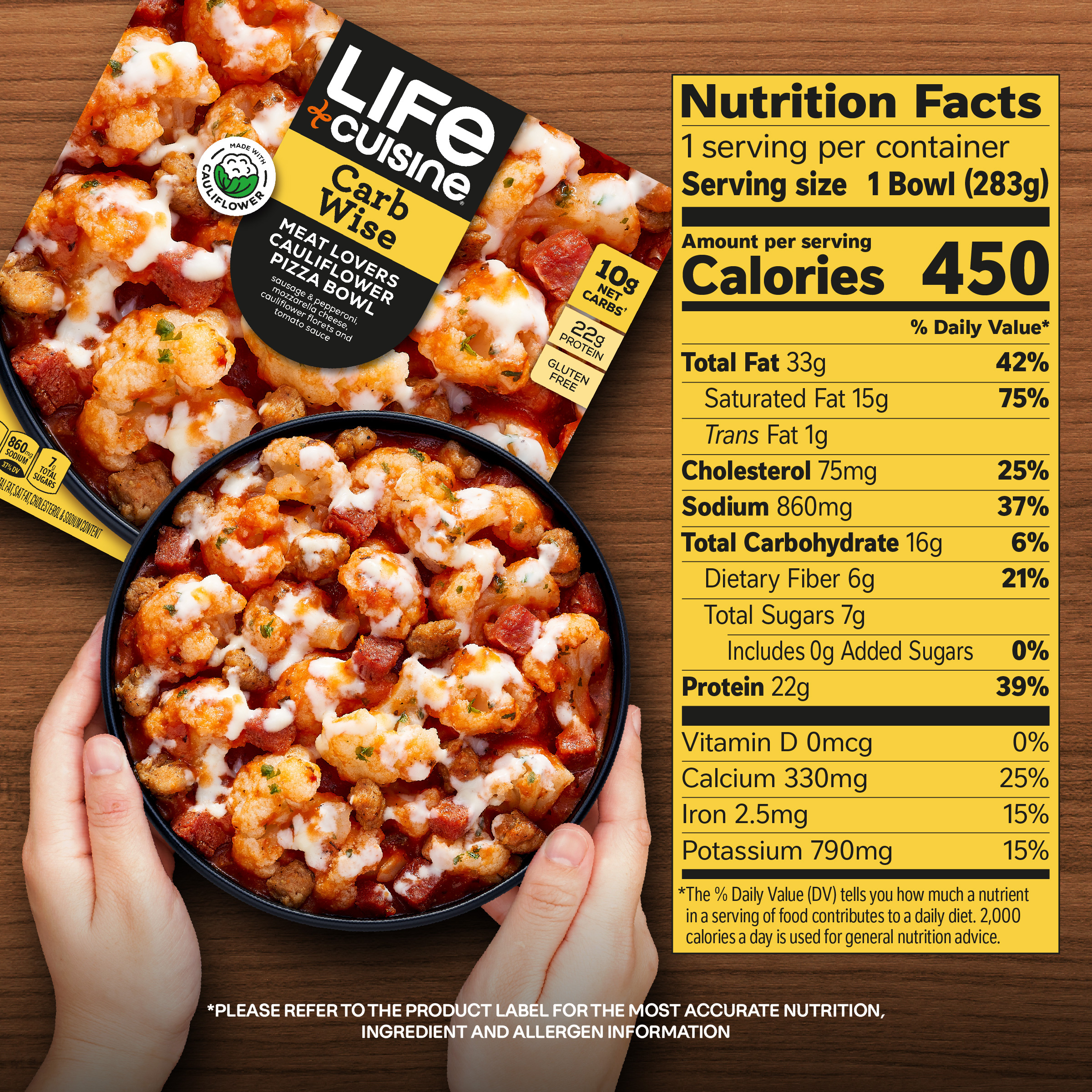 Life Cuisine Meat Lovers Cauliflower Pizza Bowl, 10 oz Protein