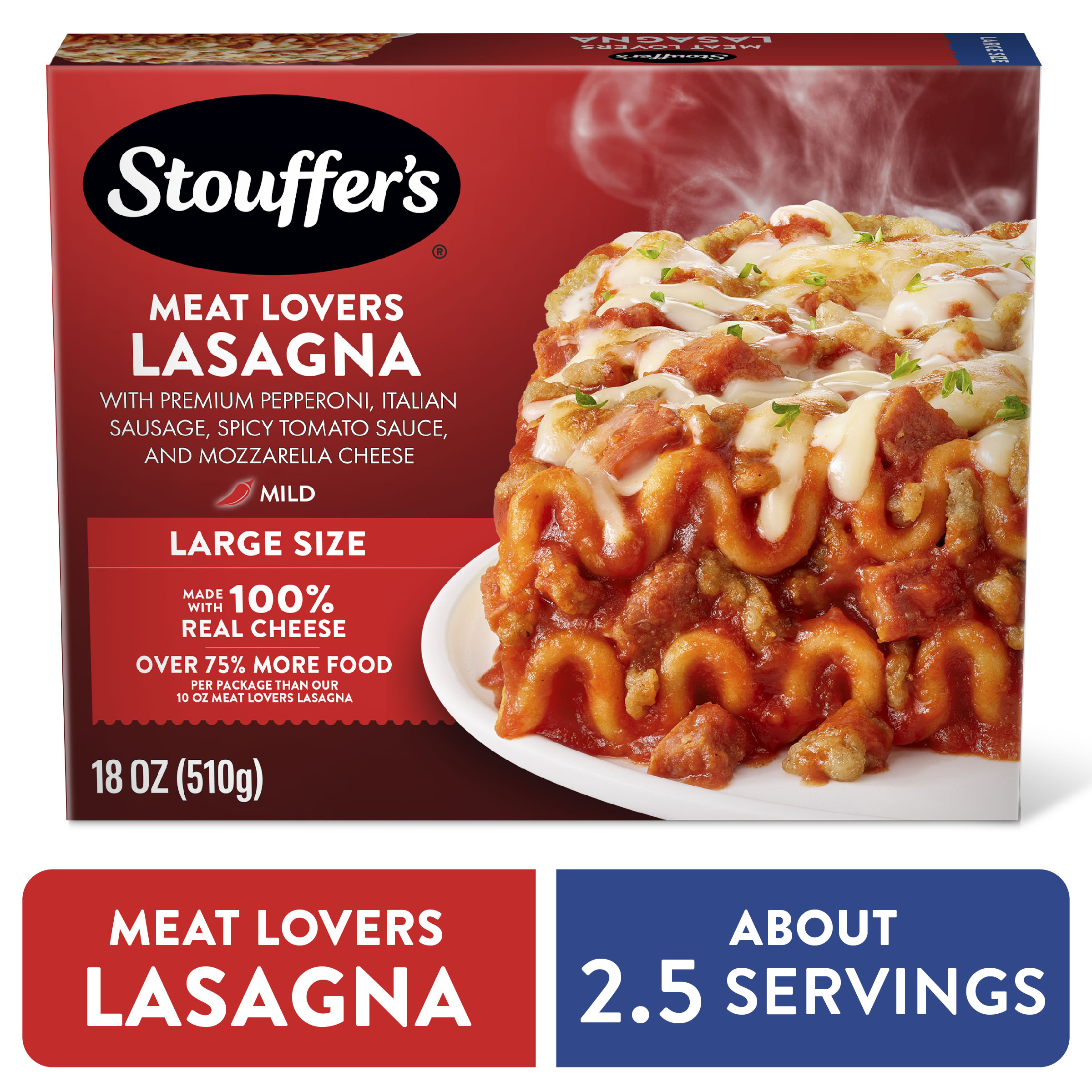 Stouffer's Meat Lovers Lasagna, Large Size, Oven Ready Lasagna