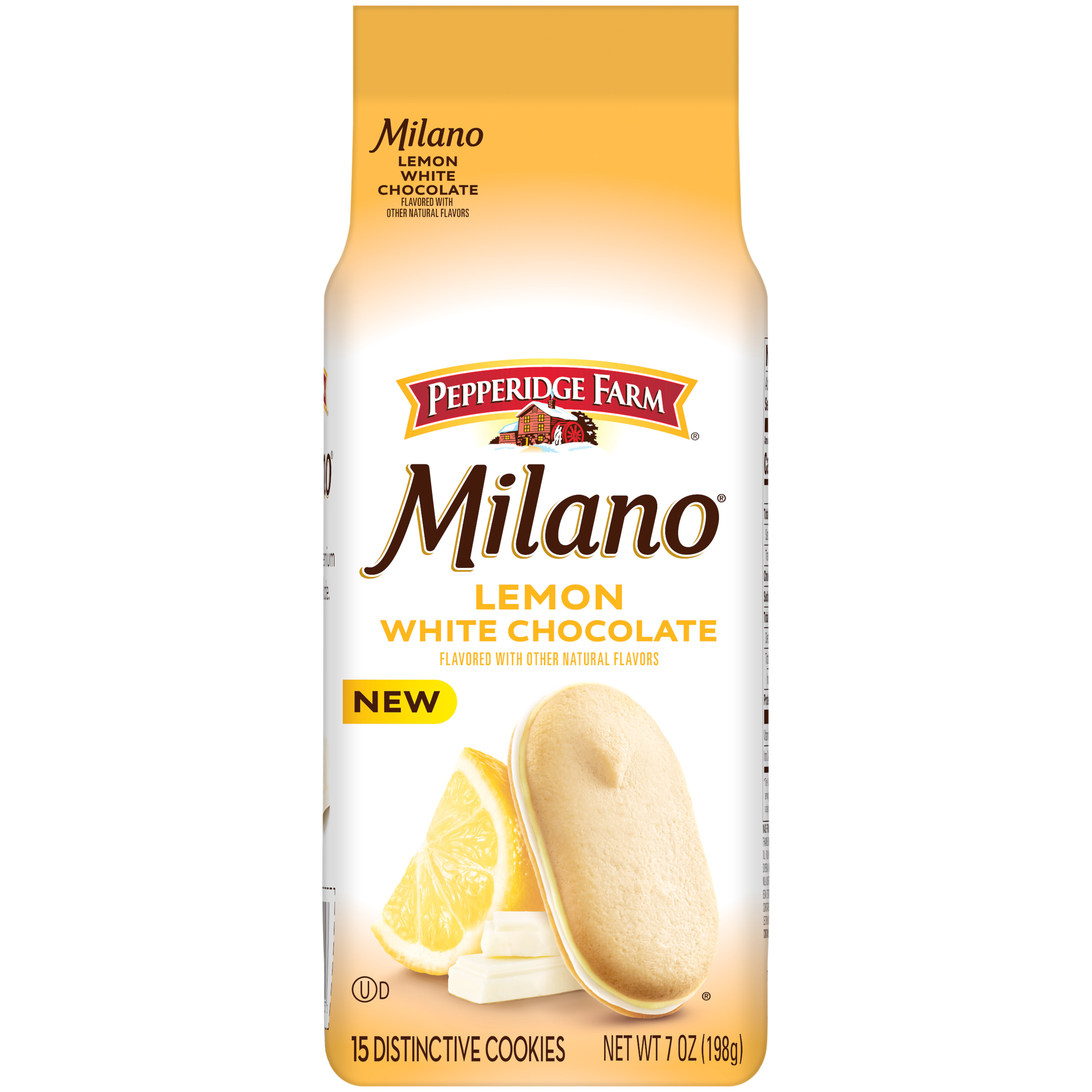 Pepperidge Farm Milano White Chocolate Lemon Flavored Cookies, 7