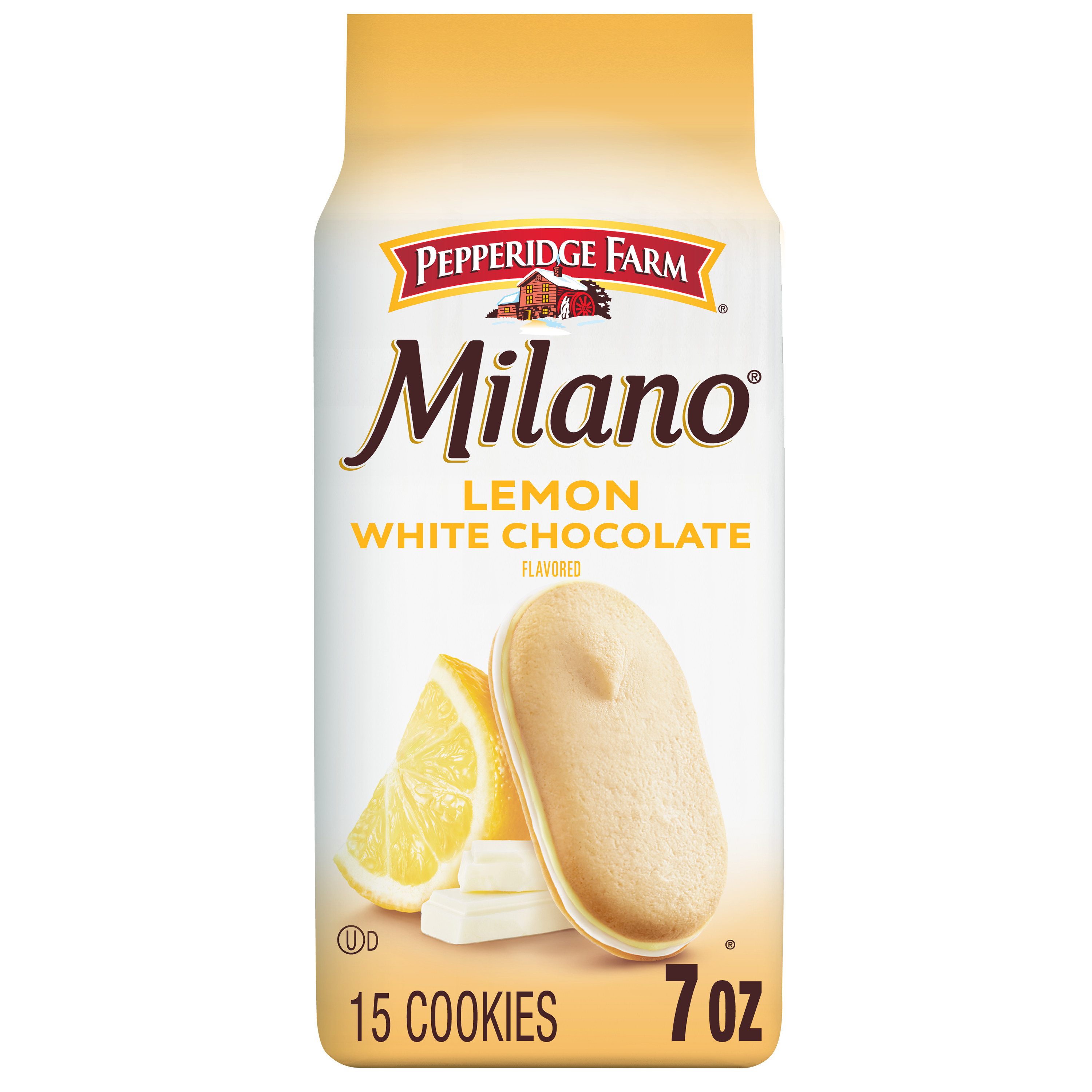 Pepperidge Farm Milano White Chocolate Lemon Flavored Cookies, 7