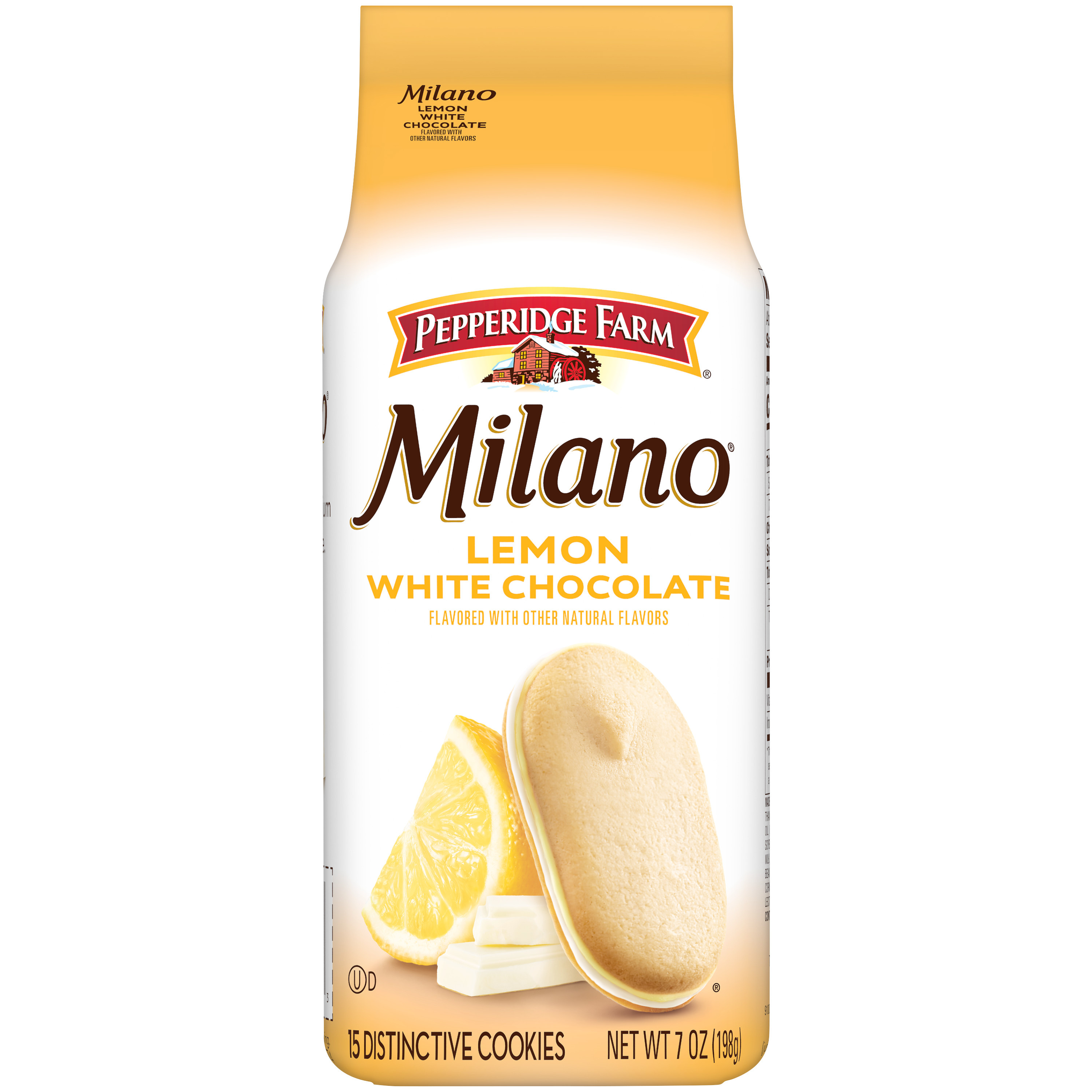 Pepperidge Farm Milano White Chocolate Lemon Flavored Cookies, 7