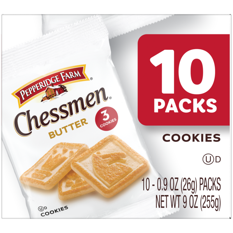 Pepperidge Farm Chessmen Butter Cookies, 0.9 Oz Snack Pack, 10 Pk