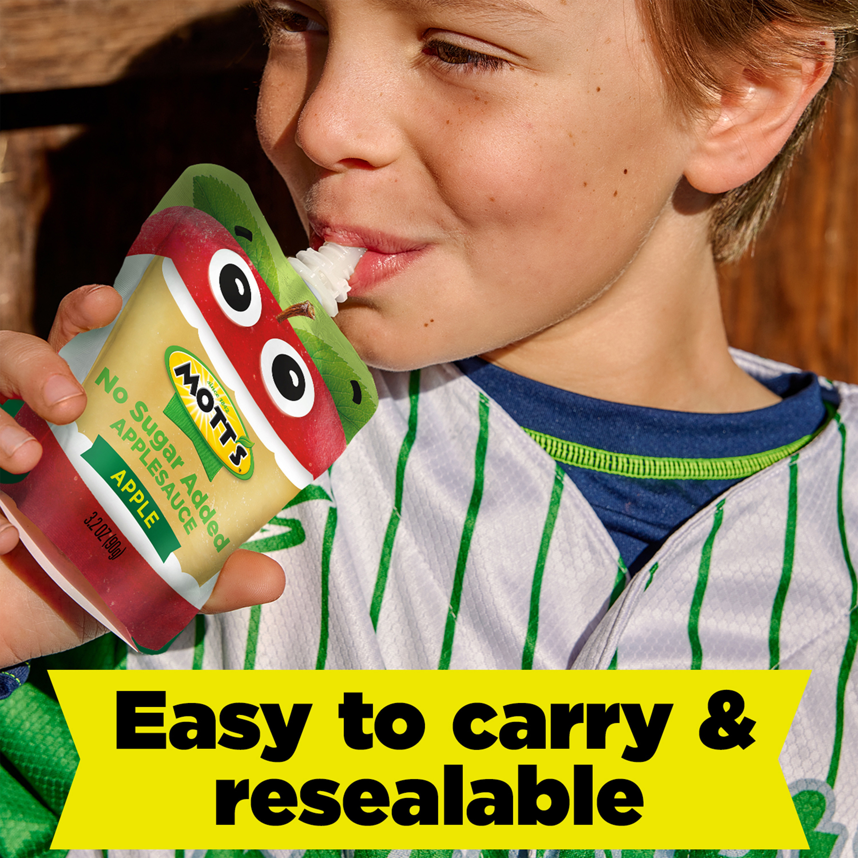 Mott's No Sugar Added Applesauce, 3.2 oz clear pouches, 12