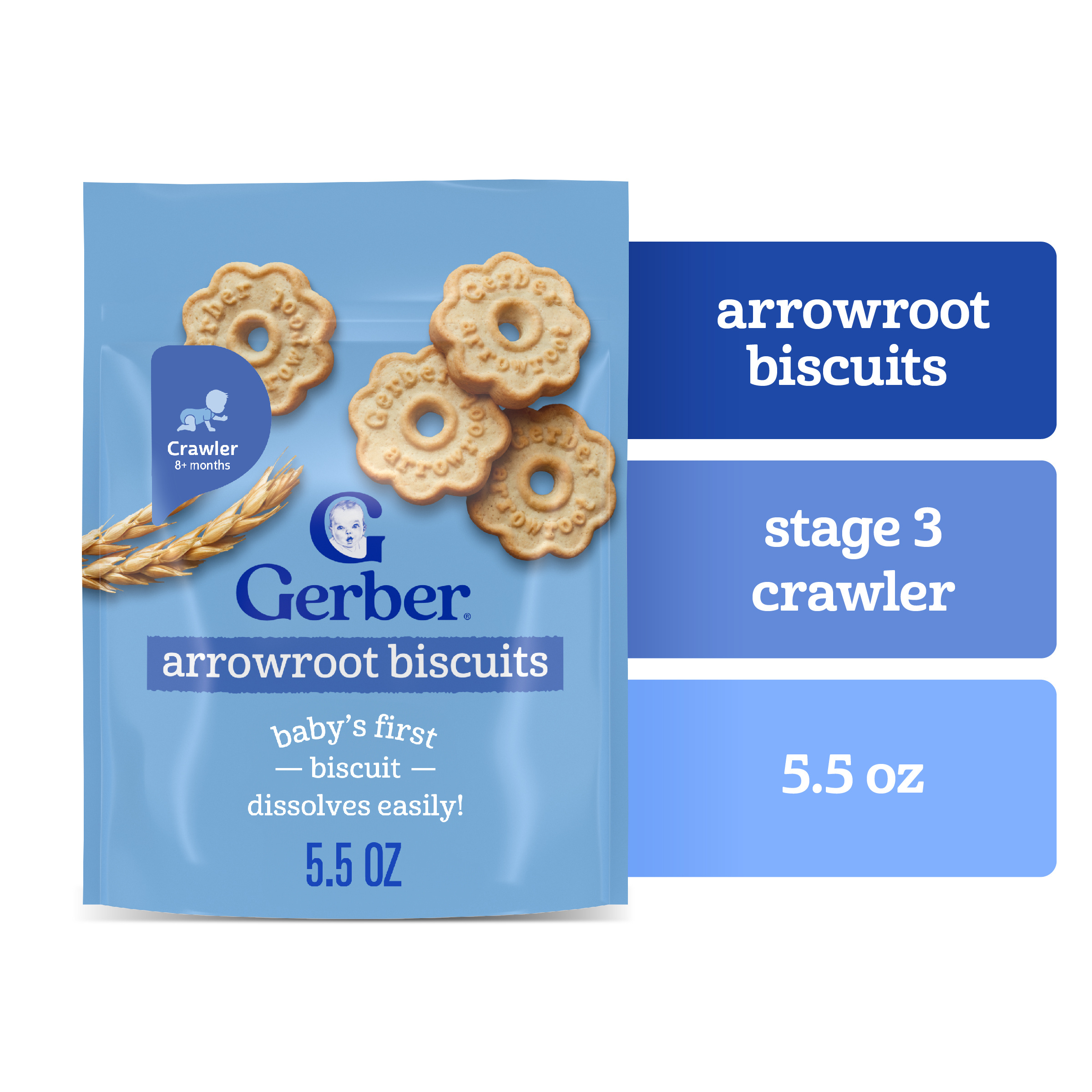 Gerber Arrowroot Biscuits, Snacks for Babies, Arrowroot Cookies