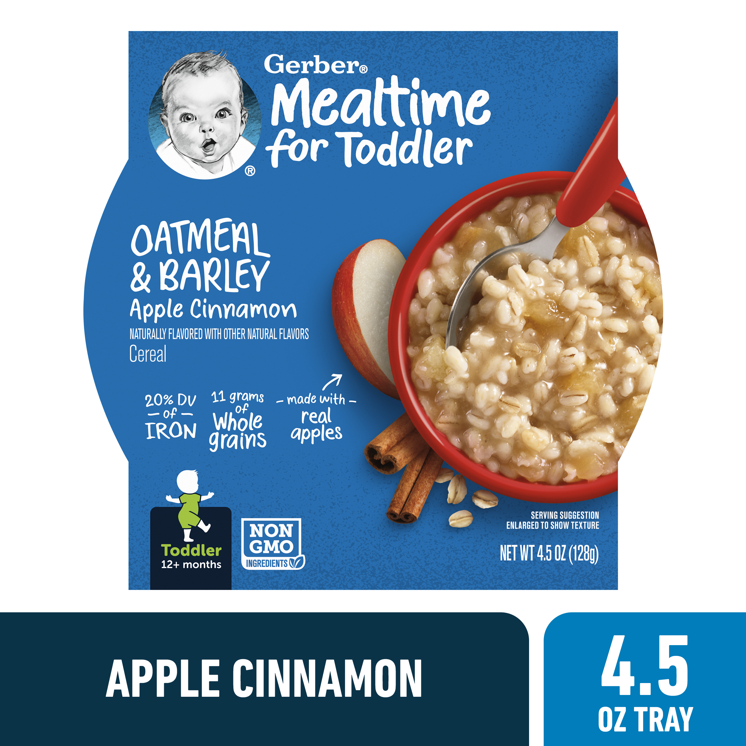 Gerber Toddler Baby Food, Oatmeal Barley Cereal, Apple Cinnamon