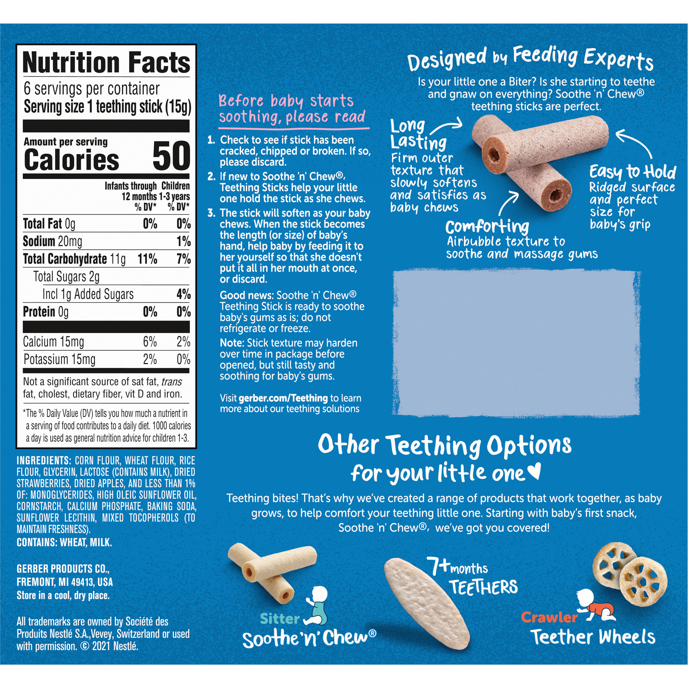 Gerber Snacks for Baby Soothe n Chew Teething Sticks Strawberry