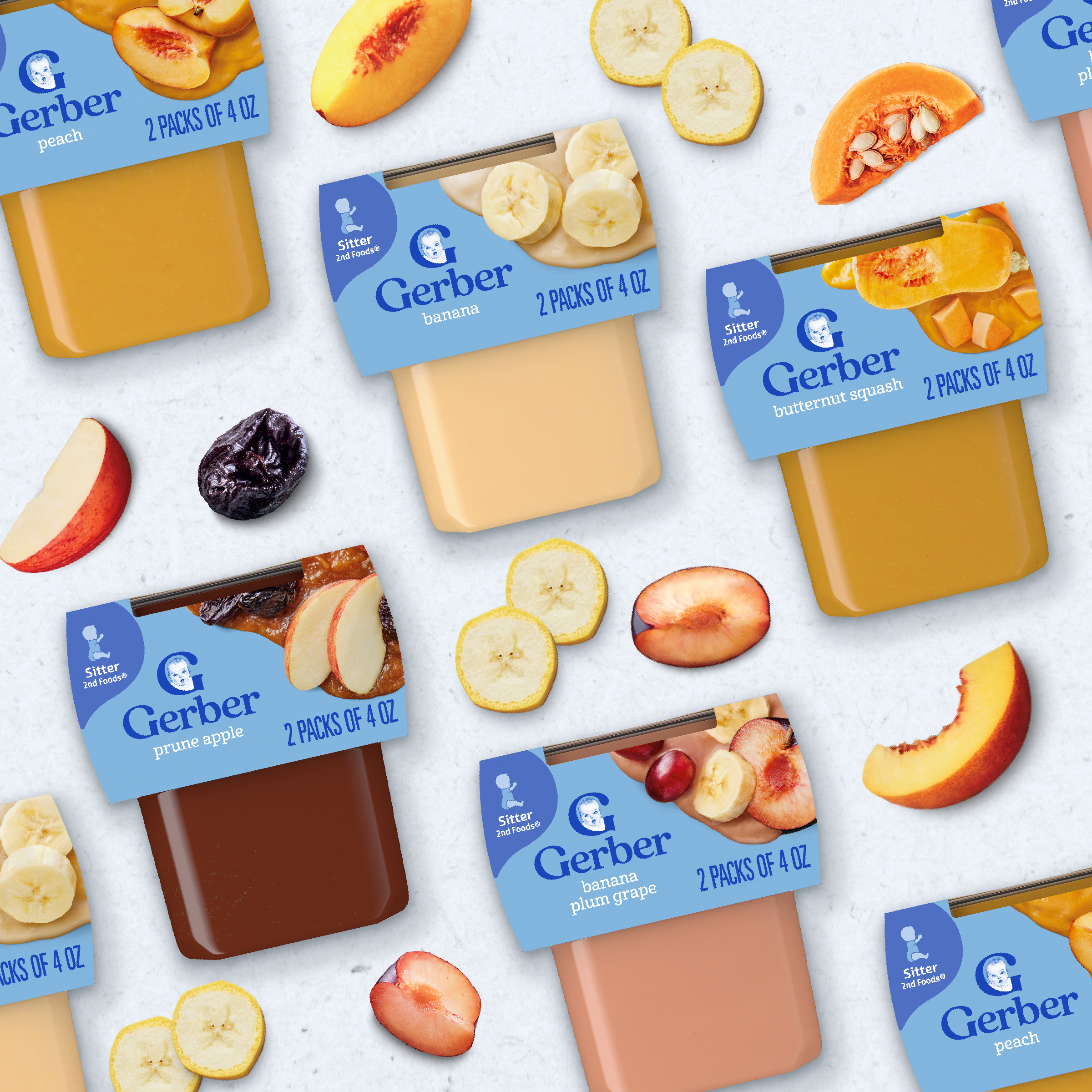 Gerber Stage Baby Food, Peach Puree, Oz Tubs, Pack of