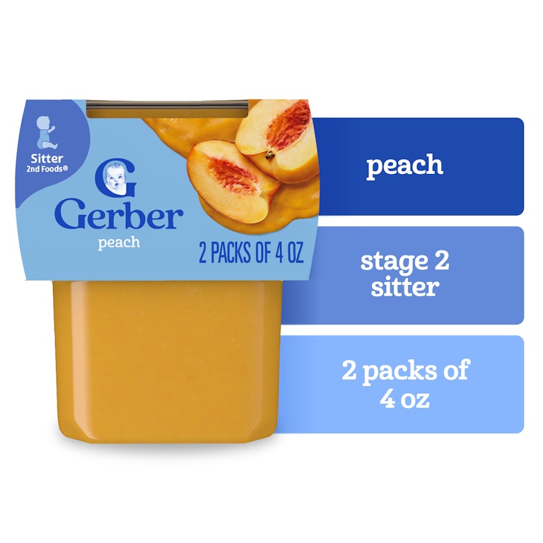 Gerber Stage Baby Food, Peach Puree, Oz Tubs, Pack of