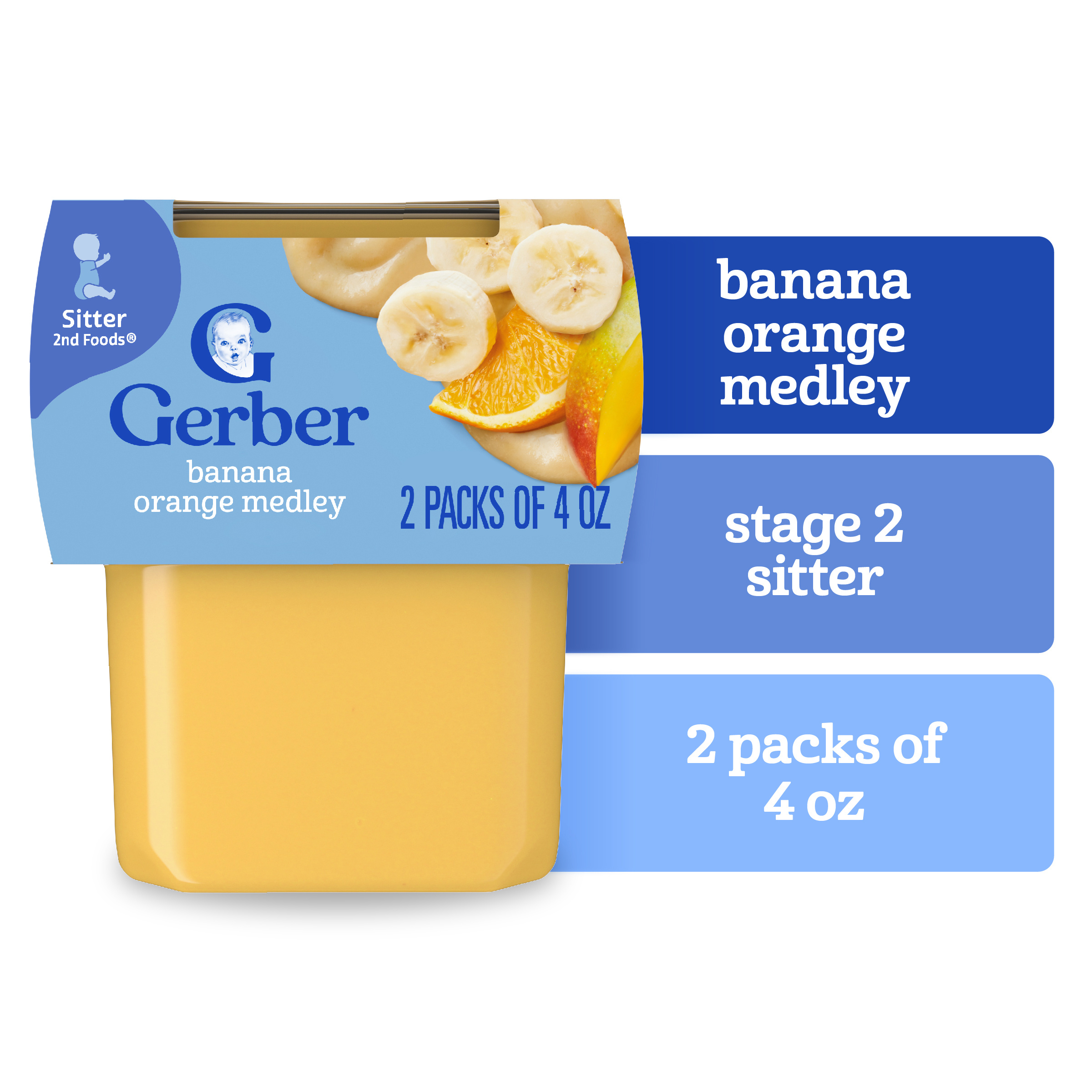 Gerber Stage Baby Food, Banana Orange Medley Puree Tub, Baby