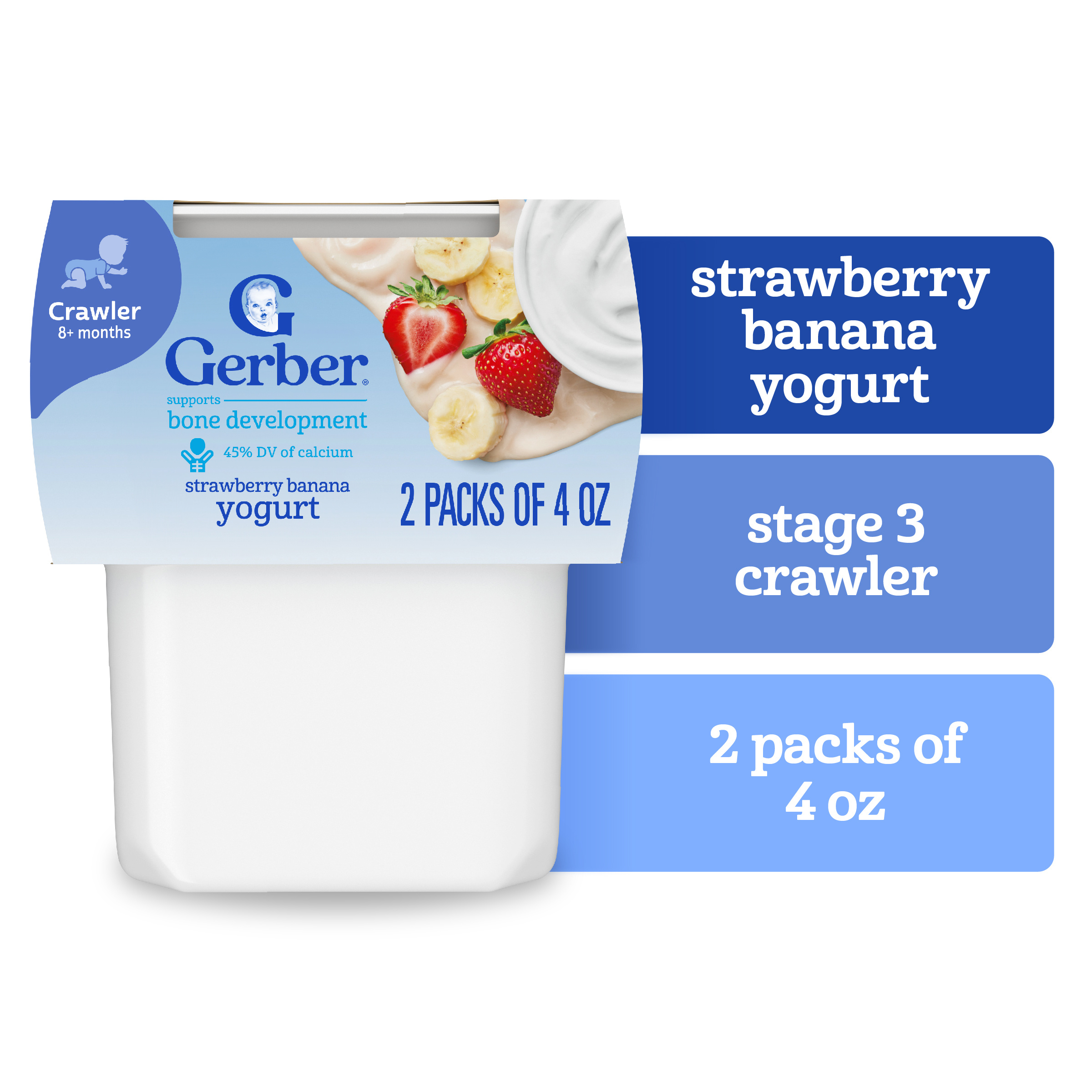 Gerber Stage Baby Food, Strawberry Banana Yogurt Puree Tubs, Baby Puree