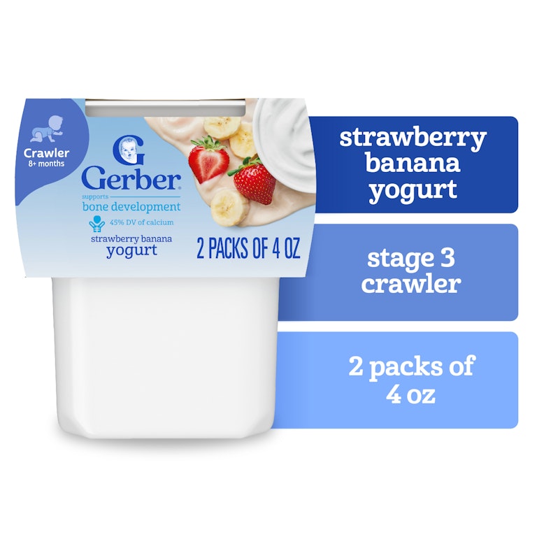 Gerber Stage Baby Food, Strawberry Banana Yogurt Puree Tubs, Baby Puree