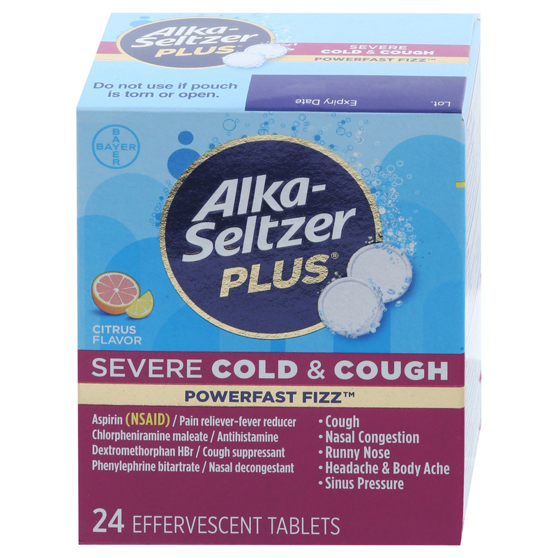Alka-Seltzer Plus Severe Cold & Cough, Citrus Flavor, Effervescent