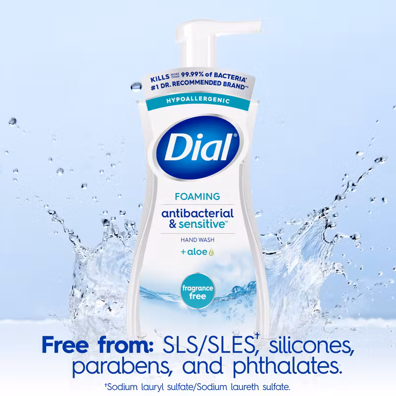 Dial Antibacterial Sensitive Foaming Hand Wash, Fragrance Free