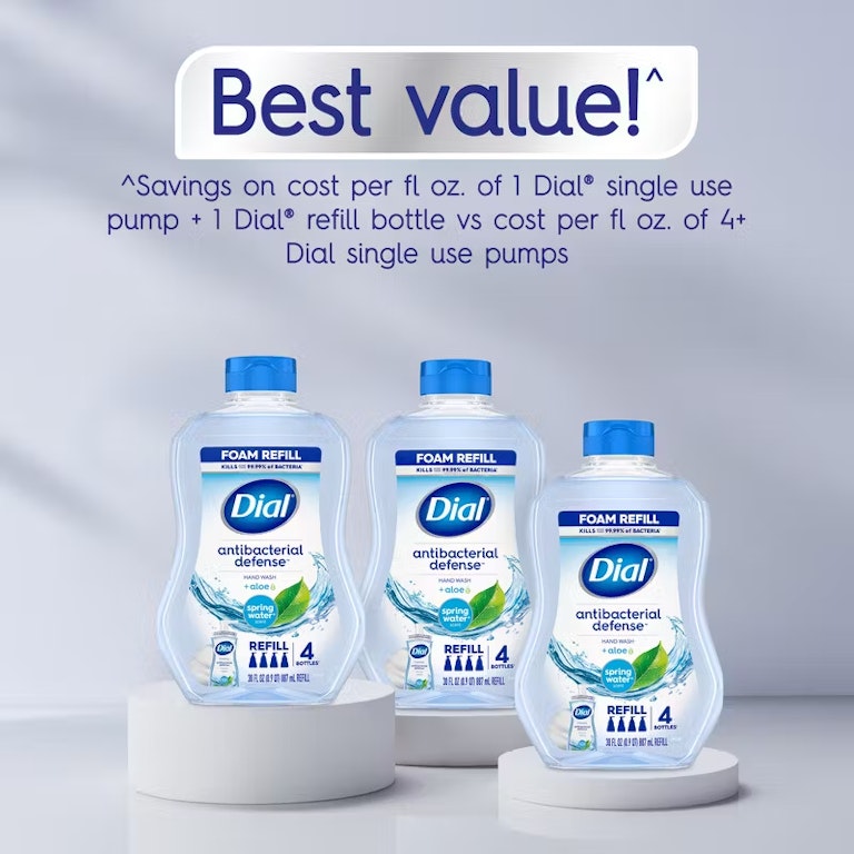 Dial Antibacterial Foaming Hand Wash Refill, Spring Water, 30