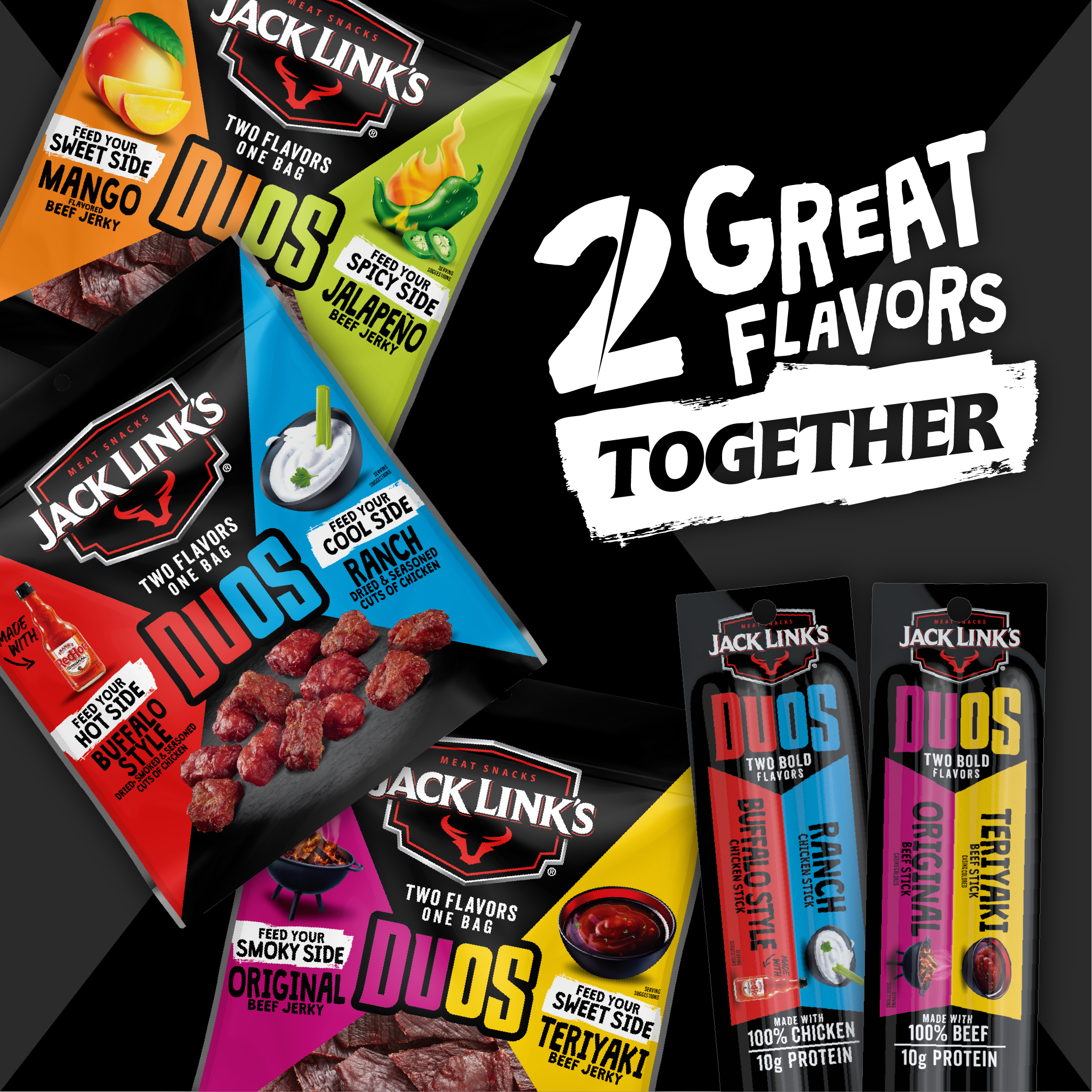Jack Link's Duos Original and Teriyaki Beef Jerky, 2.85 ounce