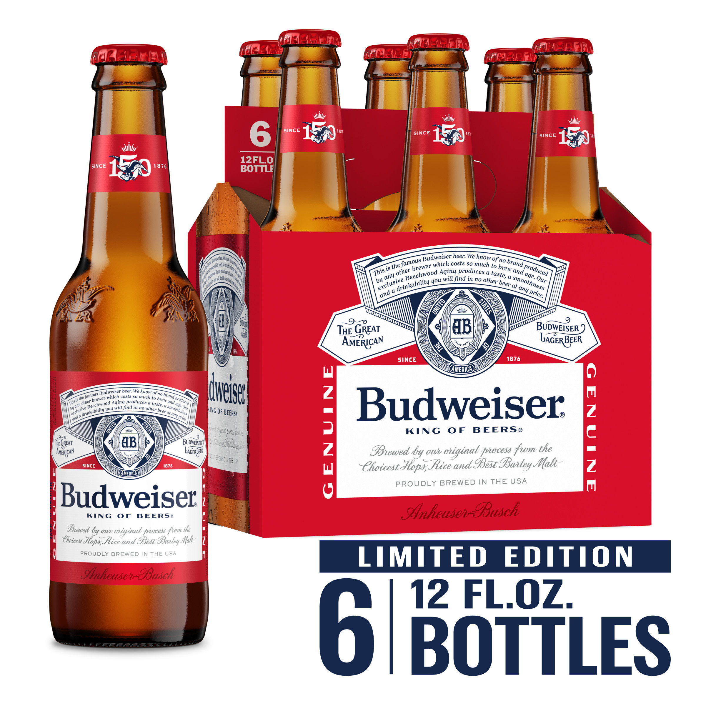 Budweiser American Lager Beer 6 Pack, 12 fl oz Bottles | Giant