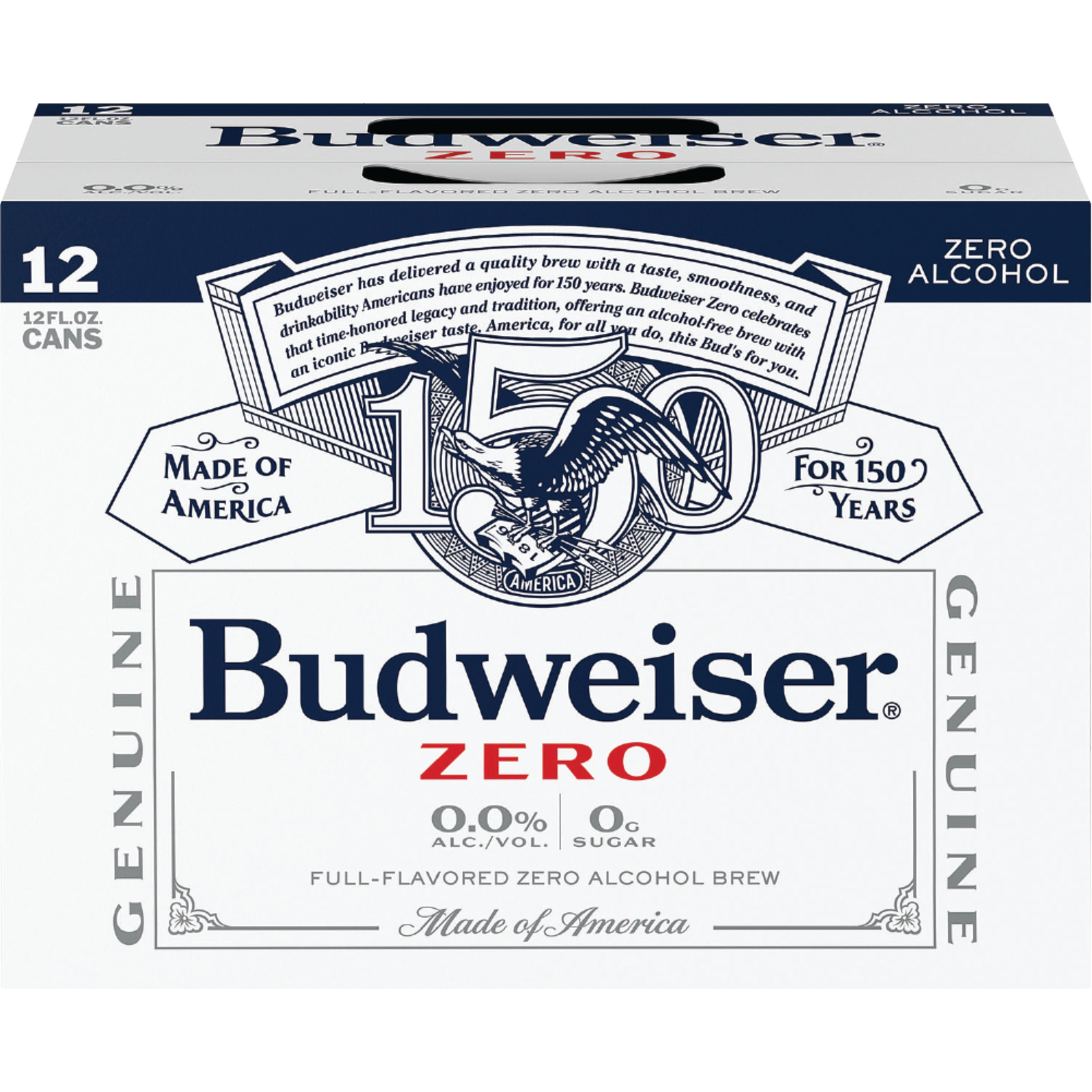 Budweiser Zero Alcohol Free American Lager Beer 12 Pack, 12 fl oz