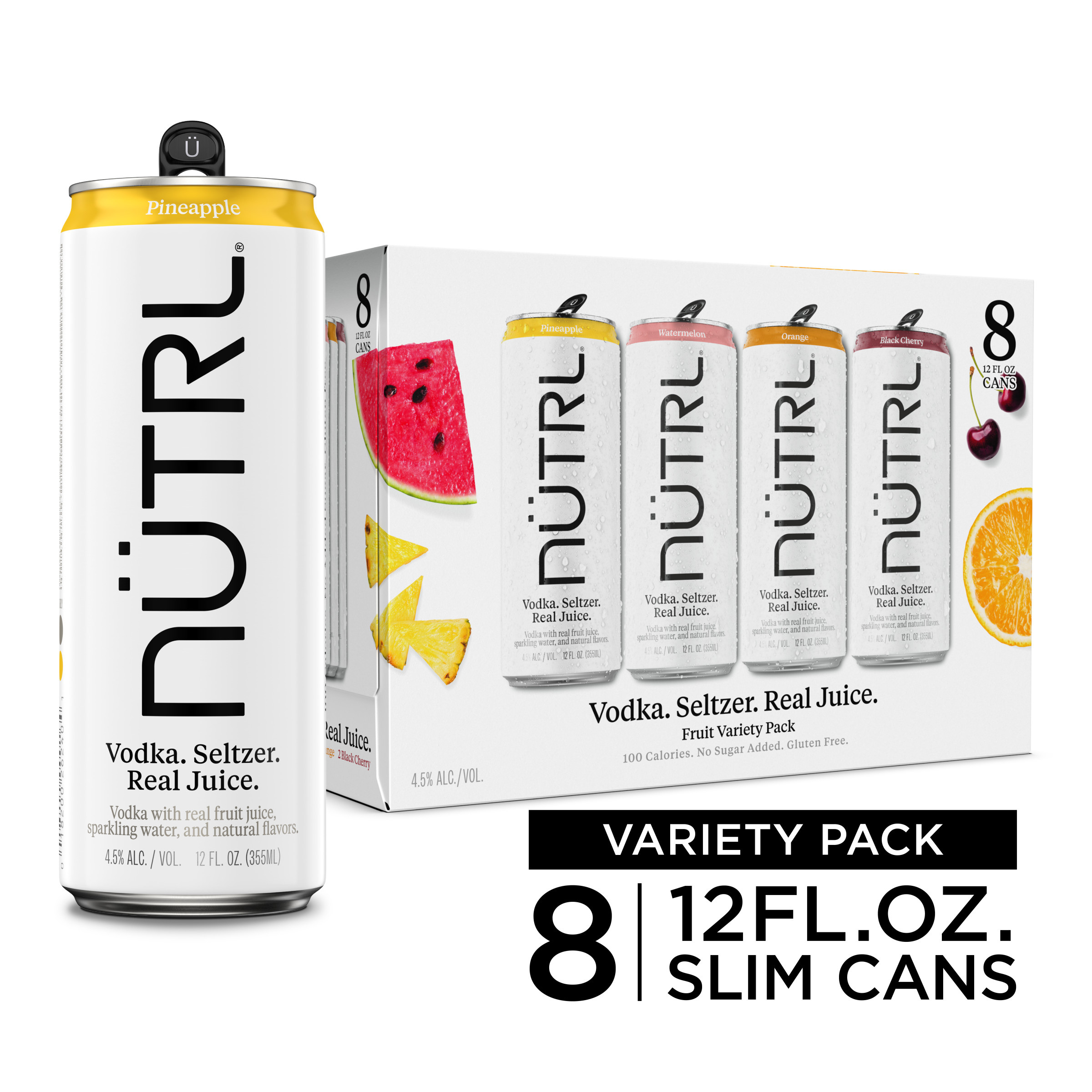 NUTRL Vodka Hard Seltzer, Real Fruit Juice Variety Pack, Gluten