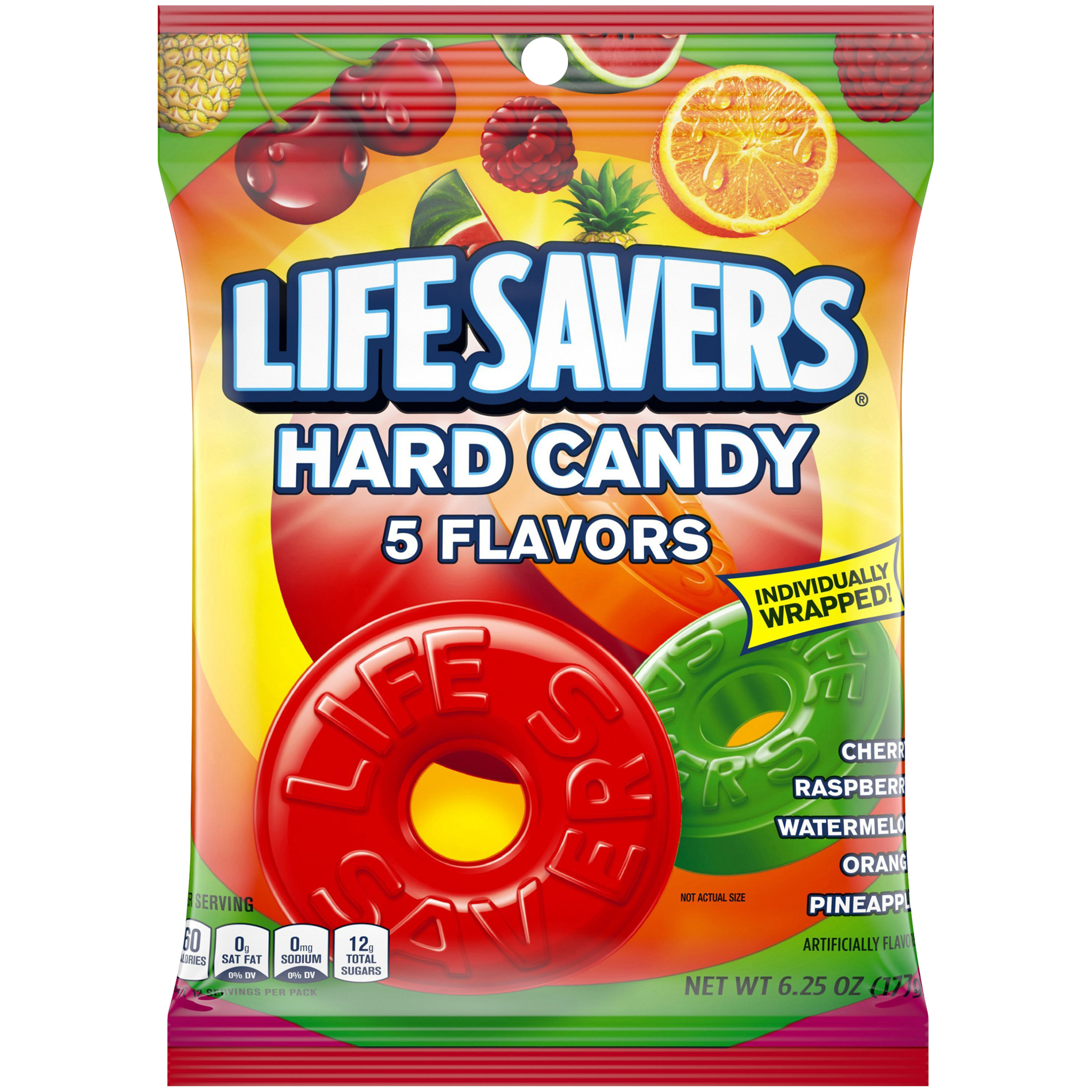 米LP Life Force Life Force STW6000 STRAWBERRY /00260 LIFE SAVERS 5 Flavors Hard Candy Individually Wrapped, 6.25