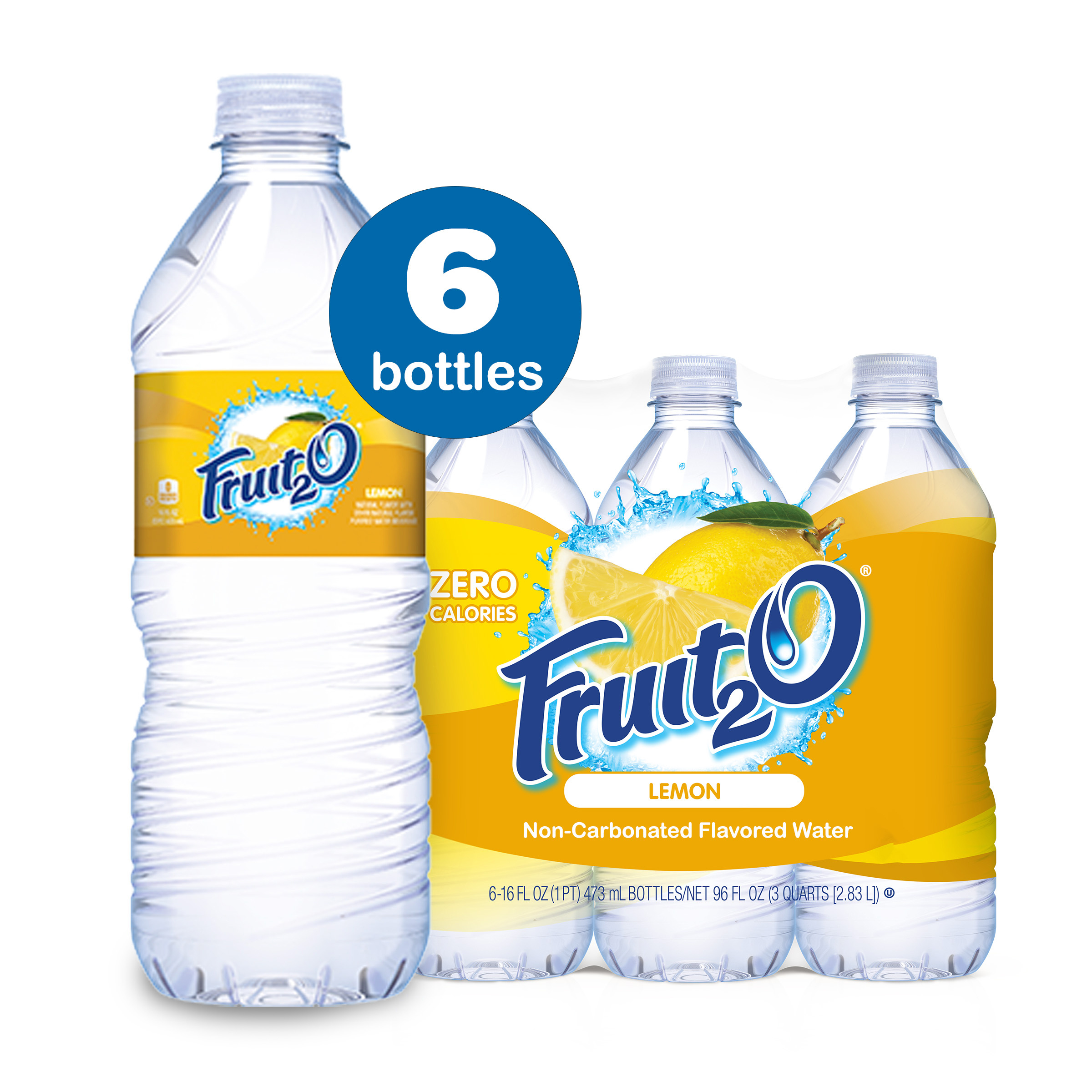 Fruit2O Lemon Flavored Water, 6 Count, 16 FL OZ Bottles | Giant
