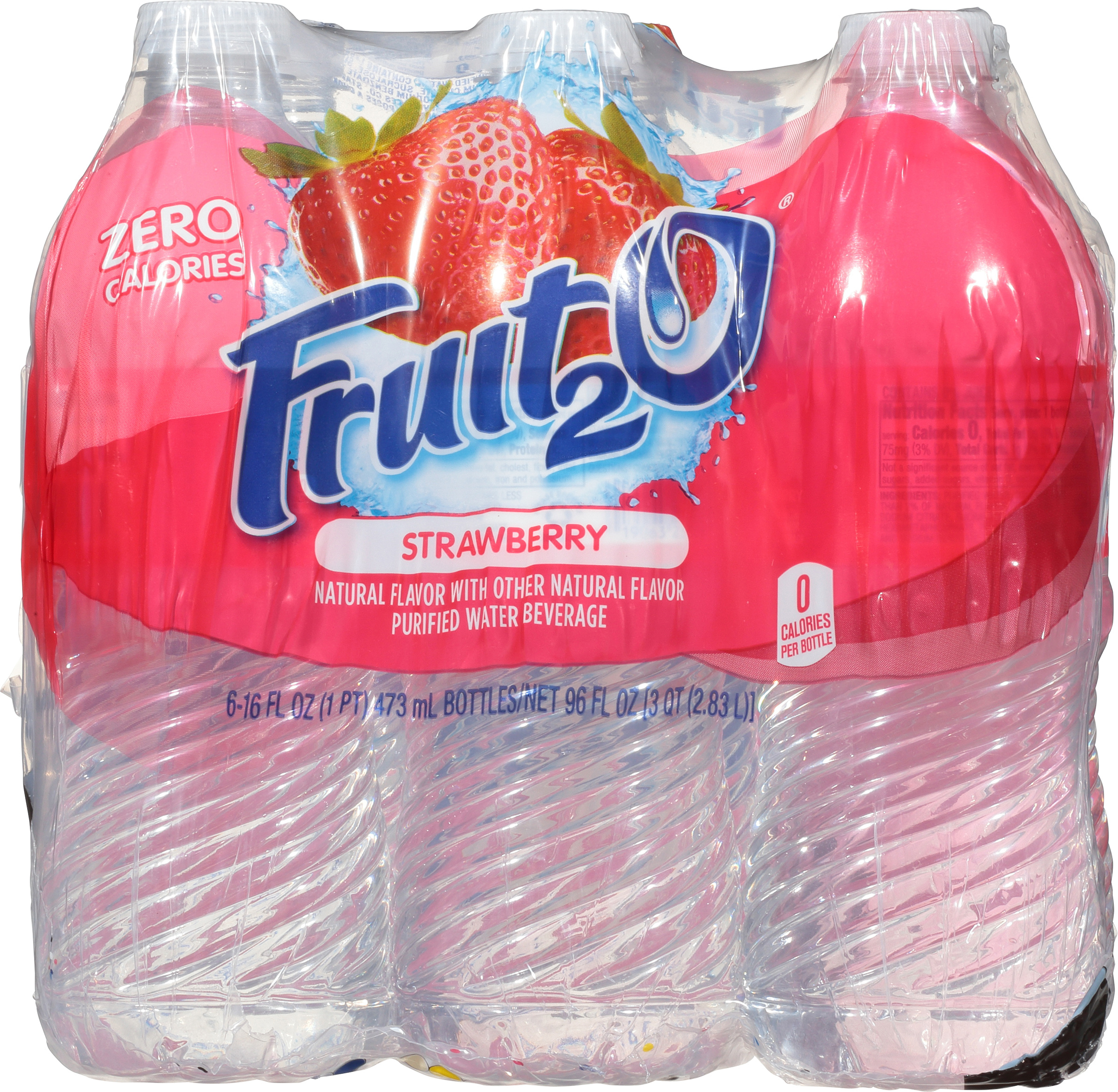 Fruit2O Strawberry Flavored Water, 6 Count, 16 FL OZ Bottles