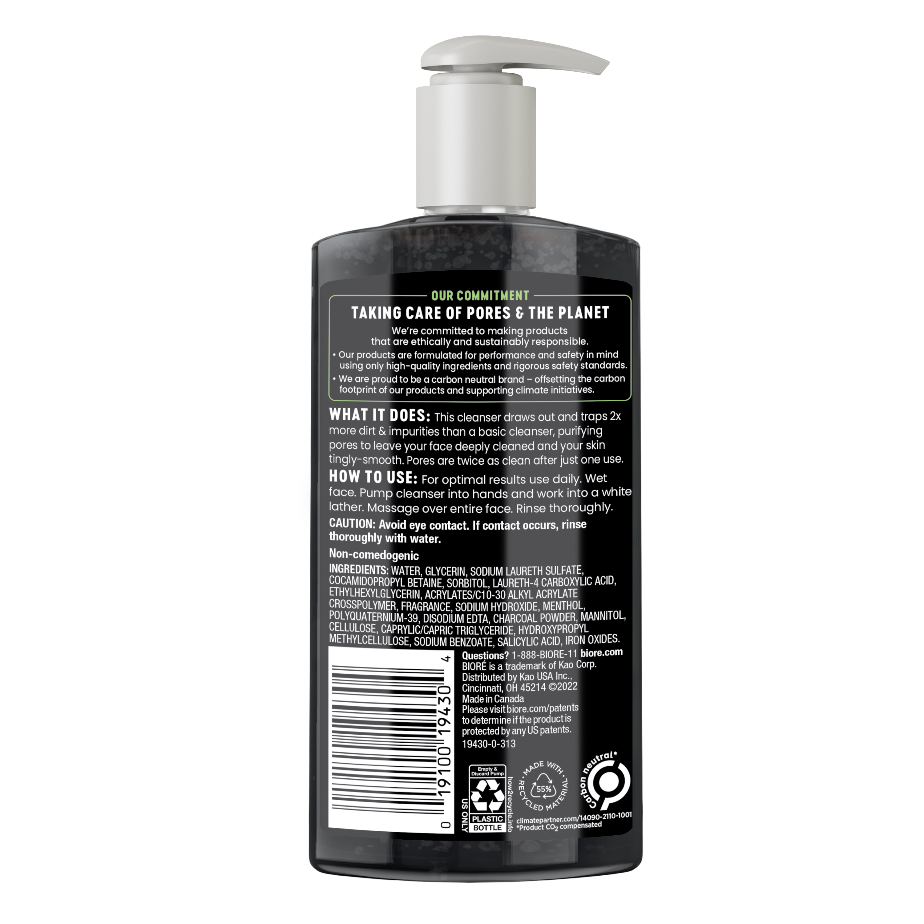 Biore Deep Pore Charcoal Cleanser, with Deep Pore Cleansing for