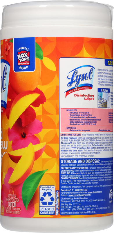 Lysol Multi-Surface Disinfectant Wipes, Mango & Hibiscus | Giant