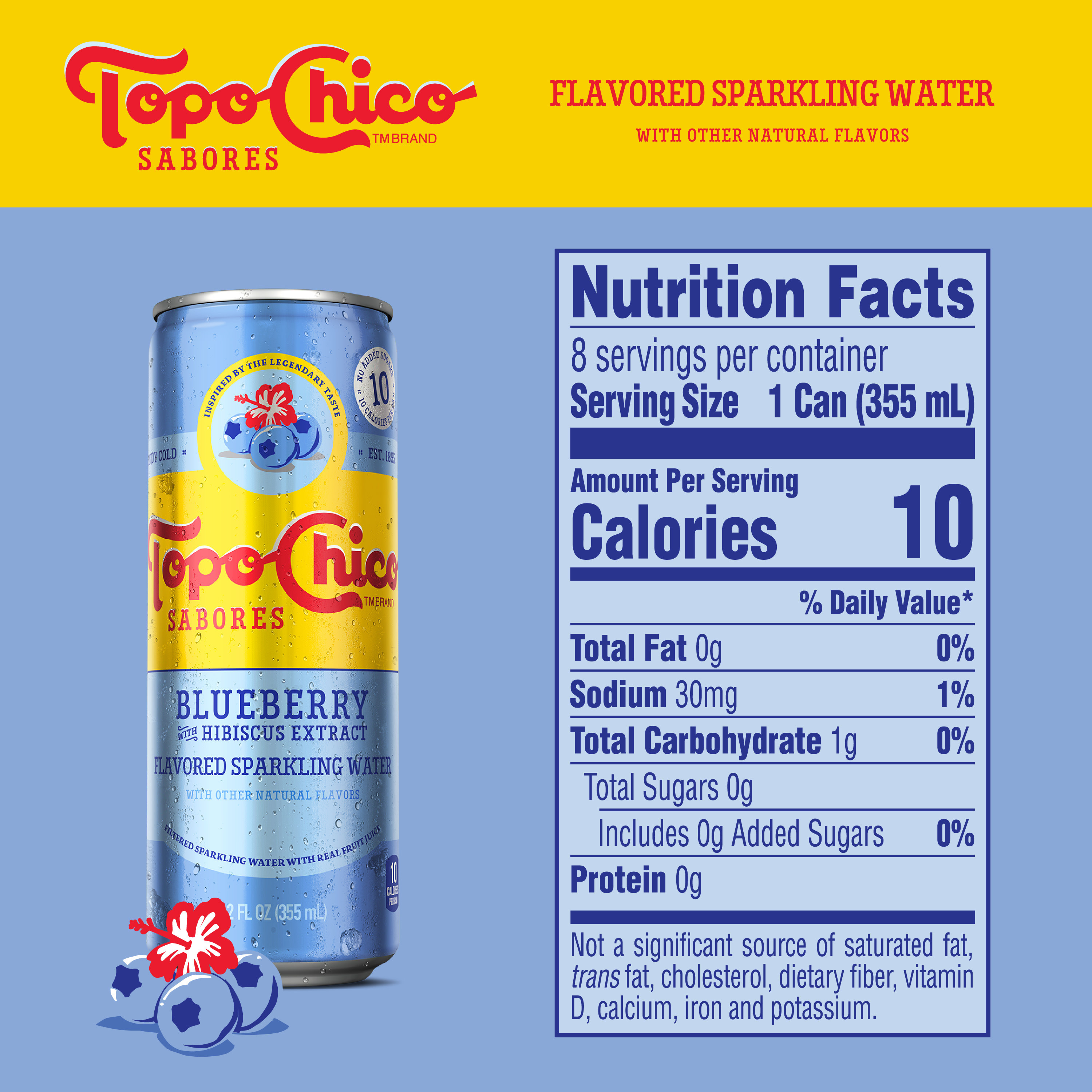 Topo Chico Sabores Blueberry With Hibiscus Extract Cans, 12 fl oz