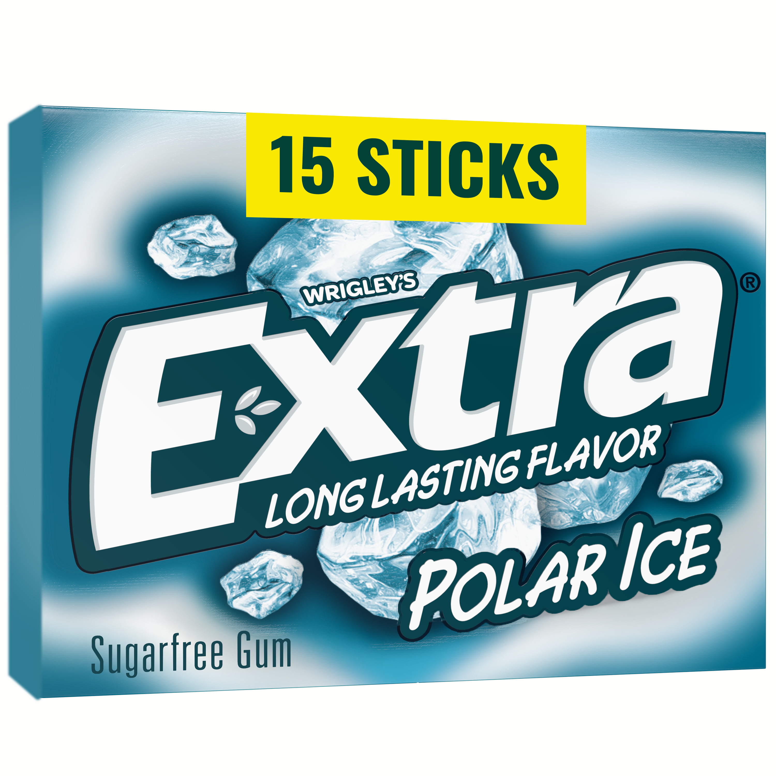 EXTRA Gum Polar Ice Sugar Free Chewing Gum, Single Pack, 15 Sticks