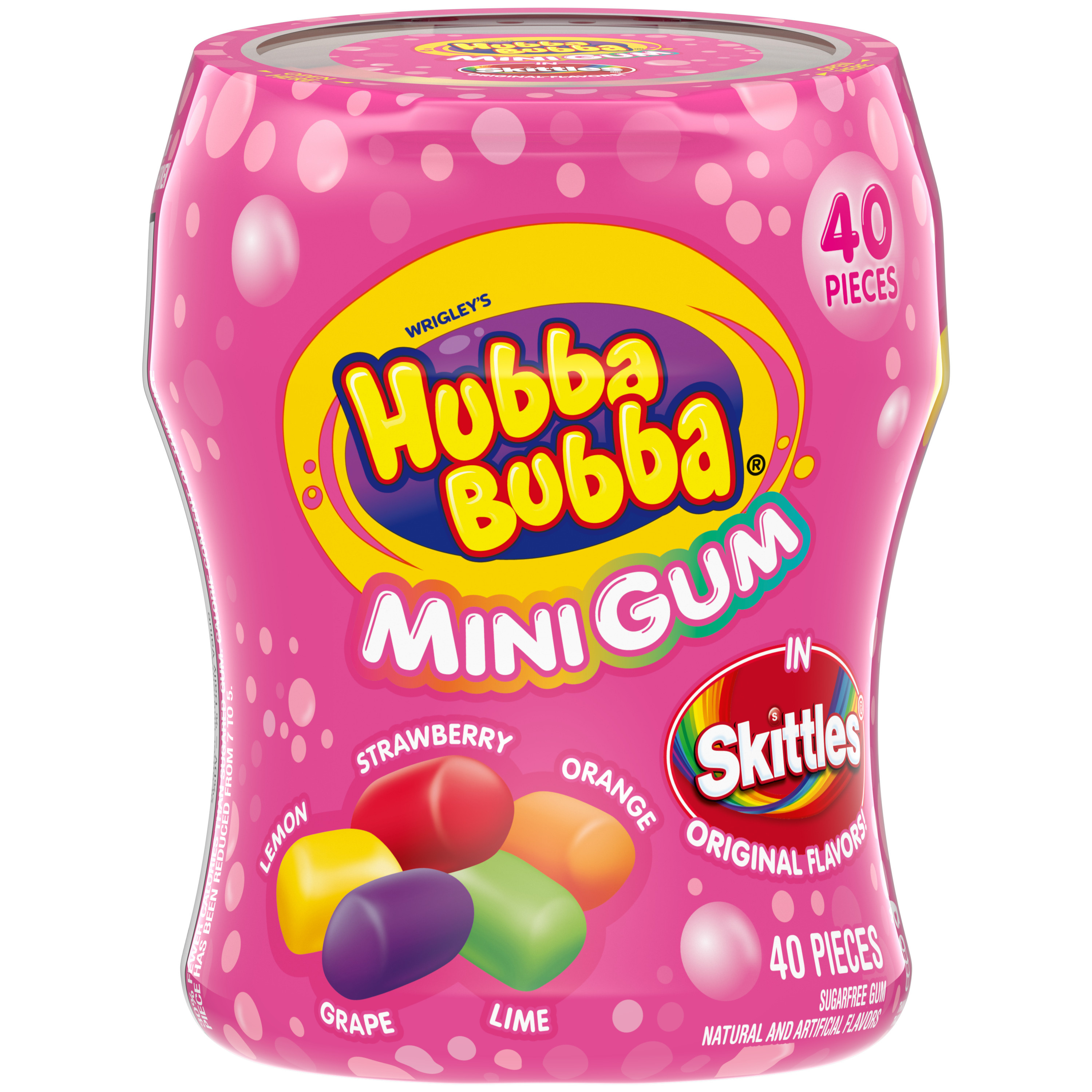 HUBBA BUBBA Minis SKITTLES Flavored Bubble Gum, 40 Ct Resealable