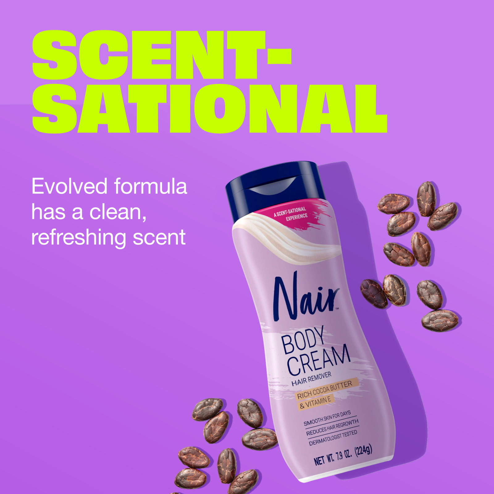 Nair Body Cream Hair Remover with Rich Cocoa Butter and Vitamin E