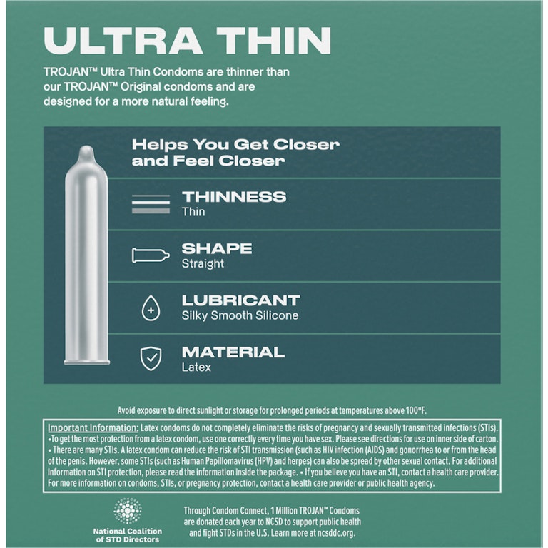Trojan Ultra Thin Latex Lubricated Condoms for Men, 36 Count | Giant Eagle | Because It Matters | Grocery Store & Pharmacy Trojan Ultra Thin Latex Lubricated Condoms for Men, 36 Count | Giant Eagle | Because It Matters | Grocery Store & Pharmacy