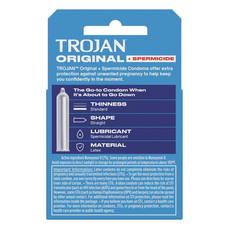 Trojan Original Plus Spermicide Latex Lubricated Condoms for Men, 3 Count | Giant Eagle | Because It Matters | Grocery Store & Pharmacy Trojan Original Plus Spermicide Latex Lubricated Condoms for Men, 3 Count | Giant Eagle | Because It Matters | Grocery Store & Pharmacy